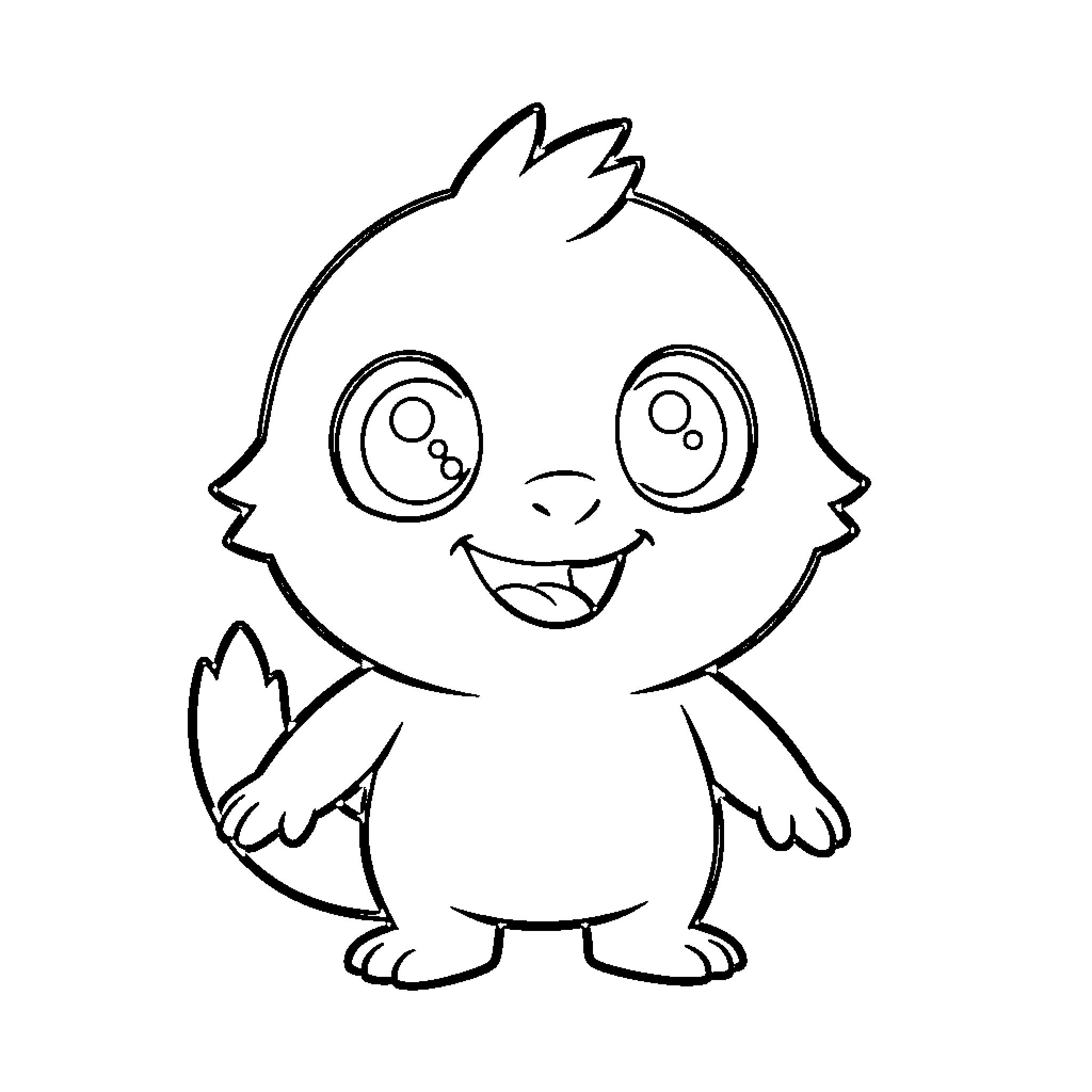 Sprunki character smiling with large expressive eyes Coloring Page (free black-and-white line drawing printable PDF for all, from beginners to advanced learners, including children, teens, adults, and seniors)