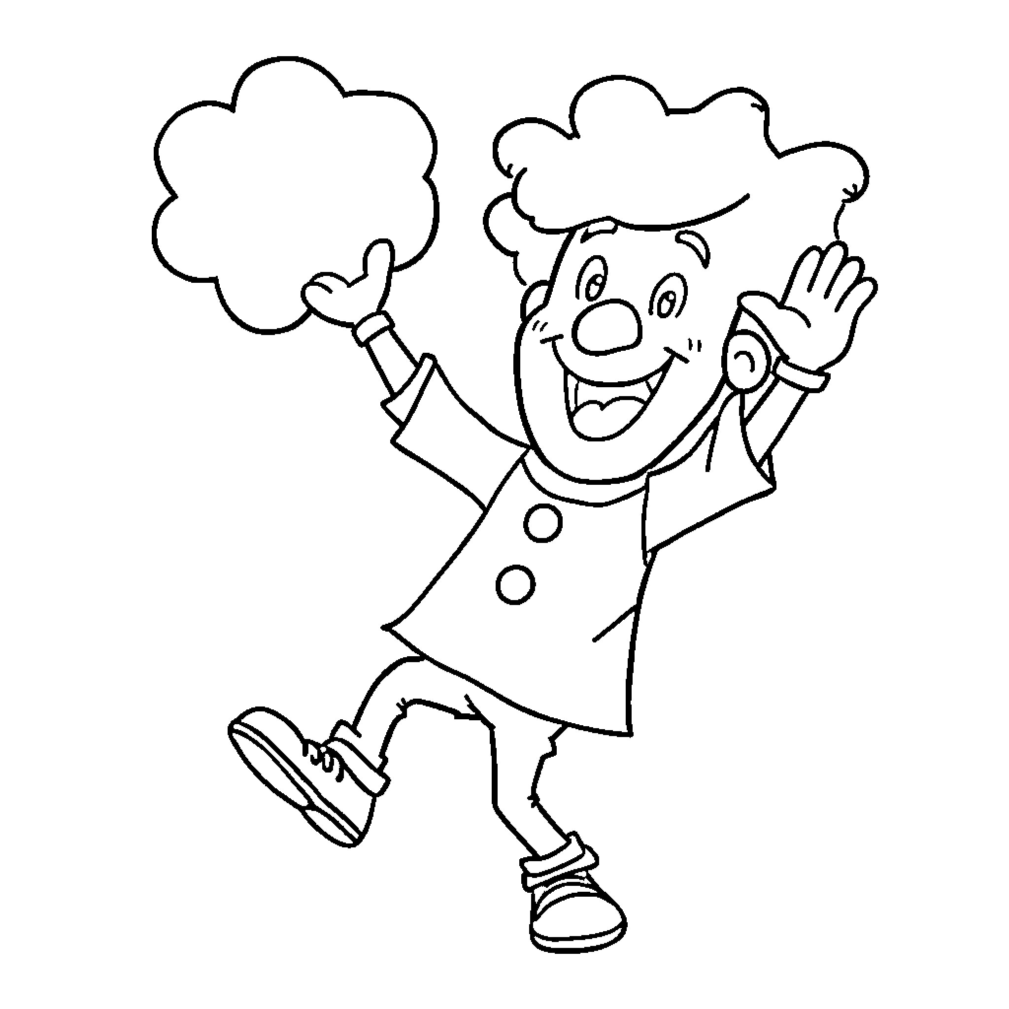 Blippi in chef's outfit waving and excited Coloring Page (free black-and-white line drawing printable PDF for all, from beginners to advanced learners, including children, teens, adults, and seniors)