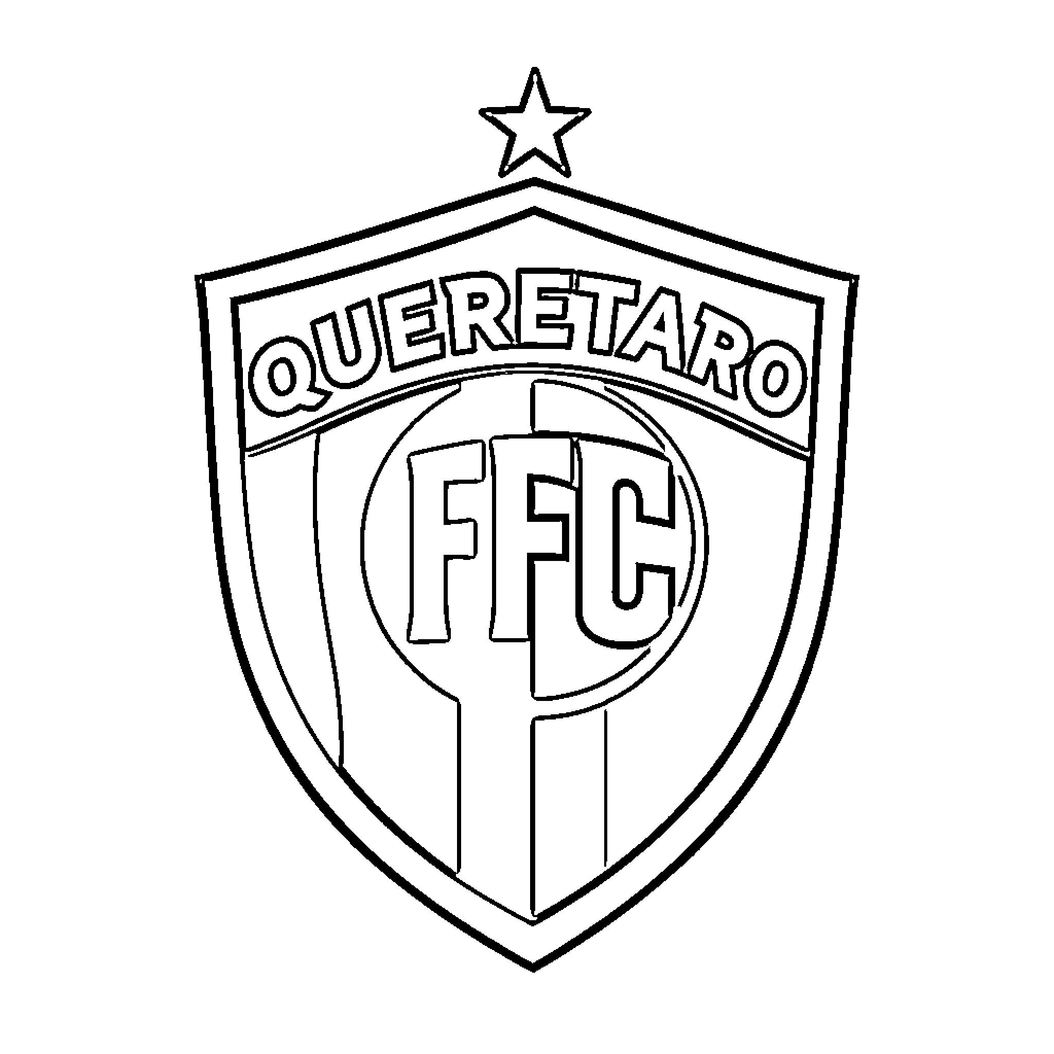 Querétaro FC team logo Coloring Page (free black-and-white line drawing printable PDF for all, from beginners to advanced learners, including children, teens, adults, and seniors)
