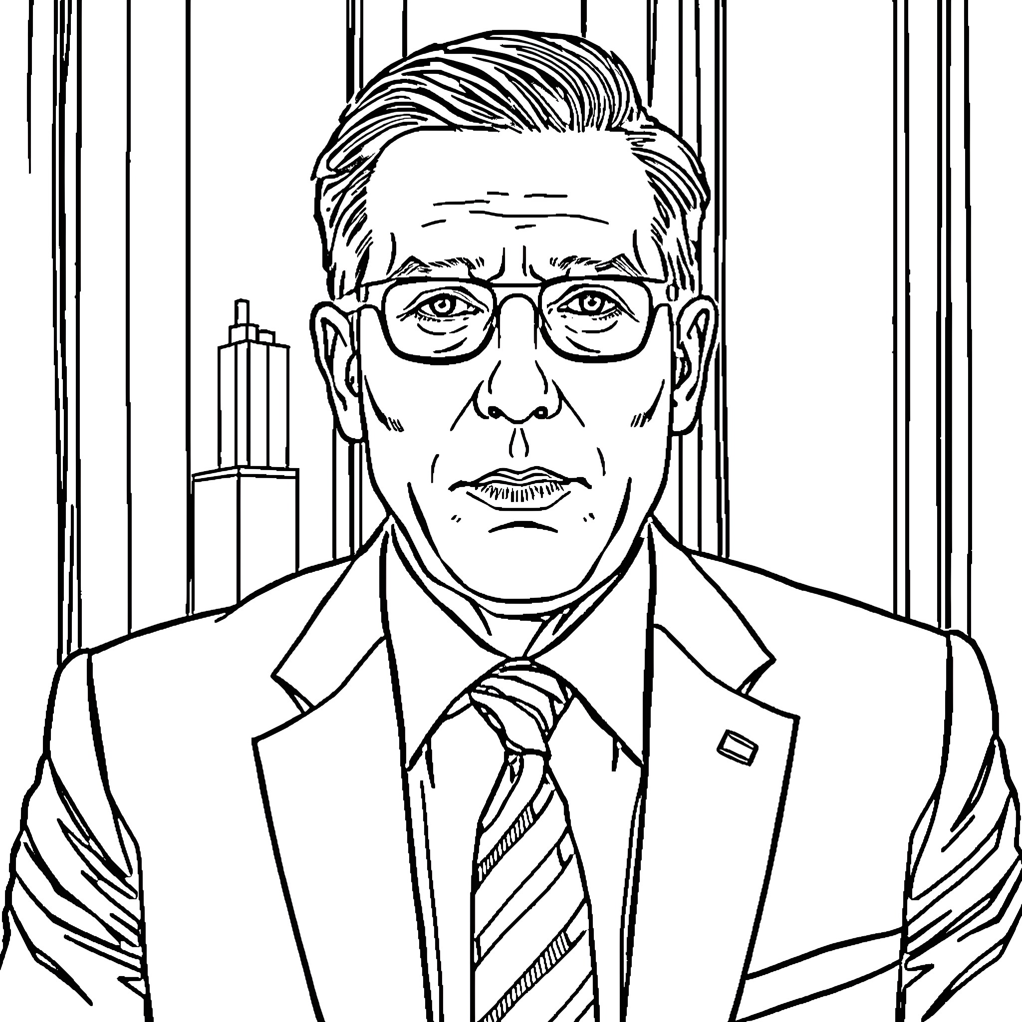 Keir Starmer in a serious professional portrait Coloring Page (free black-and-white line drawing printable PDF for all, from beginners to advanced learners, including children, teens, adults, and seniors)