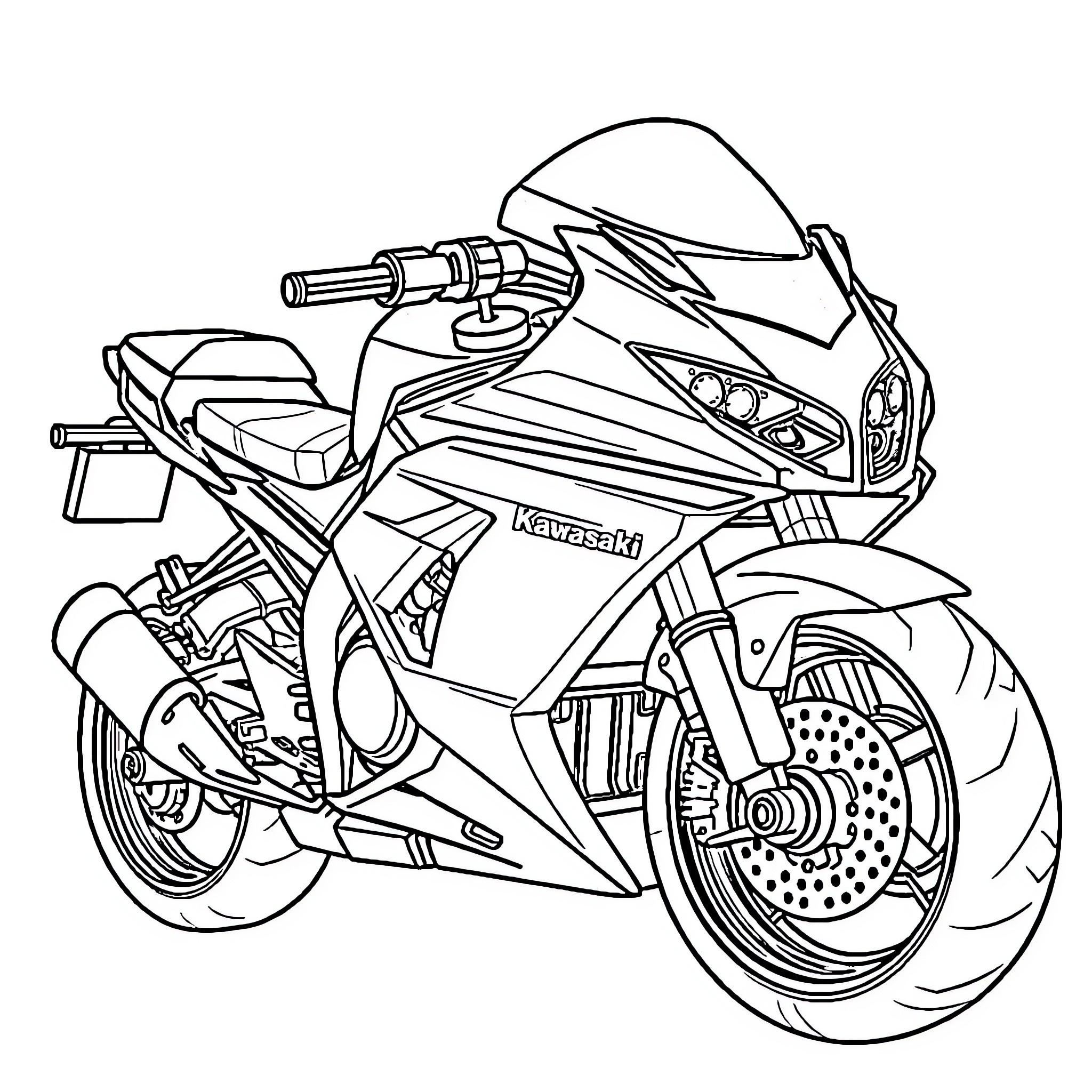 Motorcycle racing down the street Coloring Page (free black-and-white line drawing printable PDF for all, from beginners to advanced learners, including children, teens, adults, and seniors)