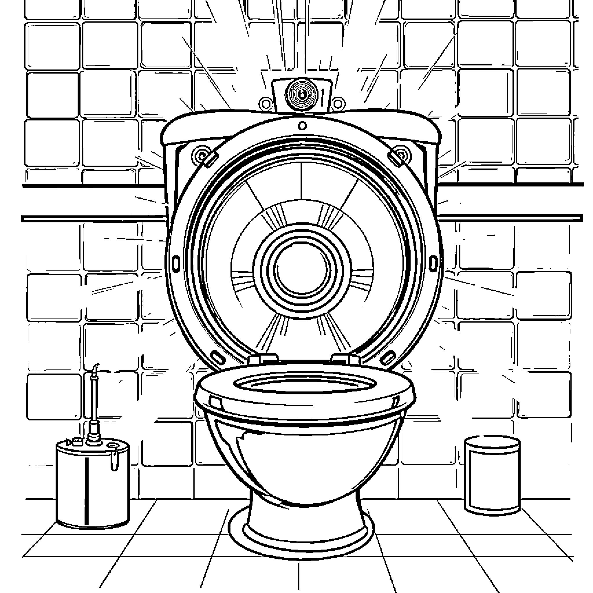 Speakerman's Porcelain Throne Coloring Page (free black-and-white line drawing printable PDF for all, from beginners to advanced learners, including children, teens, adults, and seniors)