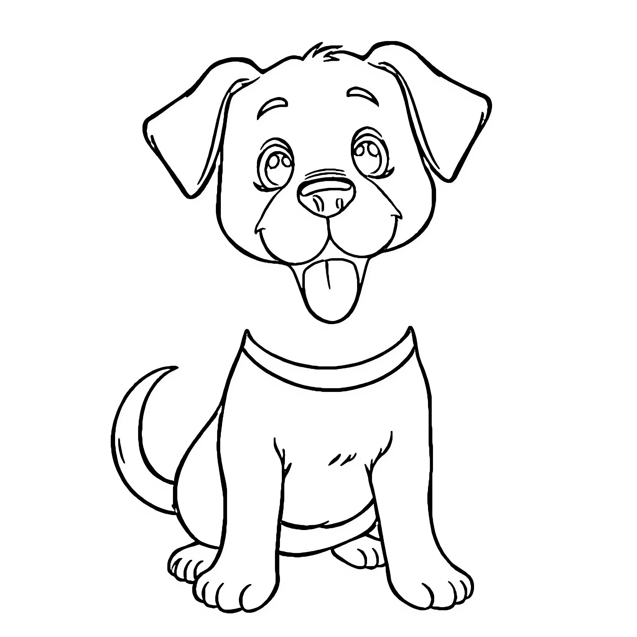 Dog with a happy expression Coloring Page (free black-and-white line drawing printable PDF for all, from beginners to advanced learners, including children, teens, adults, and seniors)