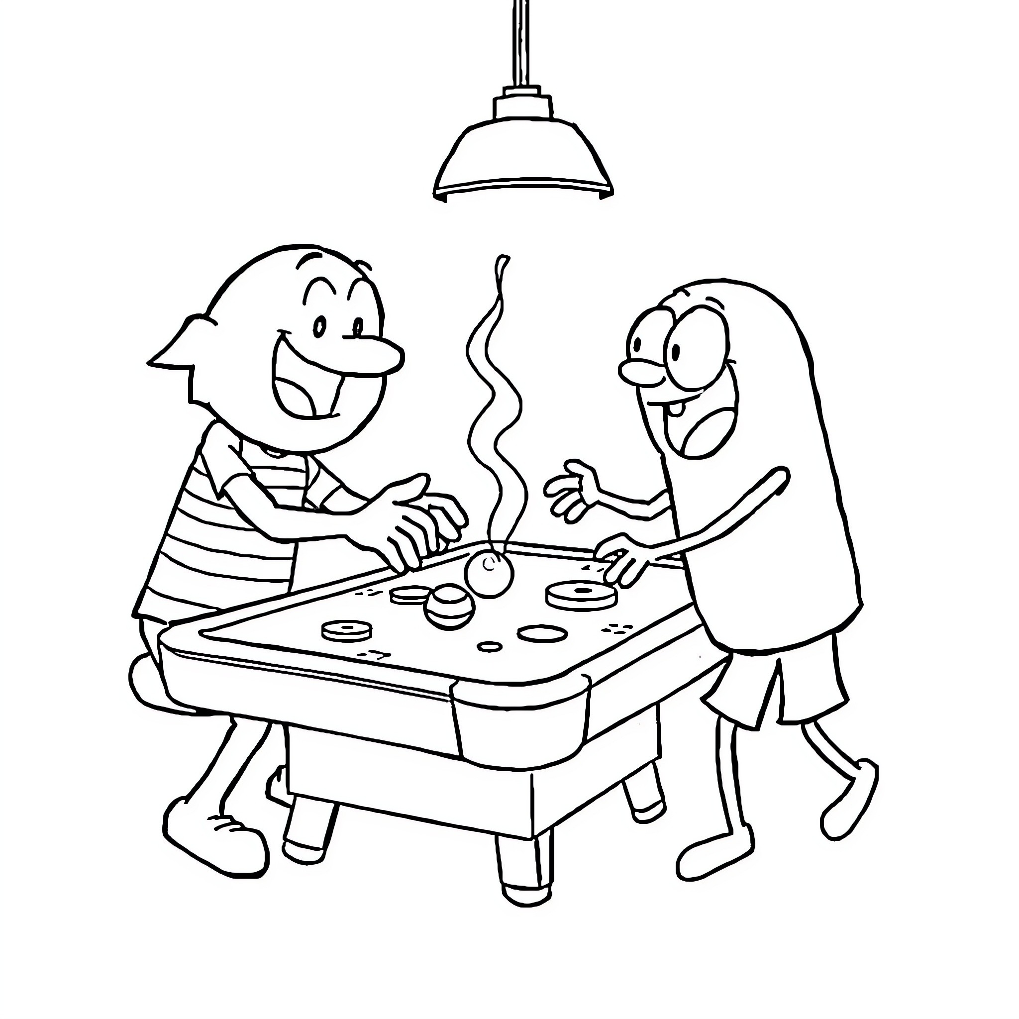 Bill Cipher playing a game with a friend Coloring Page (free black-and-white line drawing printable PDF for all, from beginners to advanced learners, including children, teens, adults, and seniors)