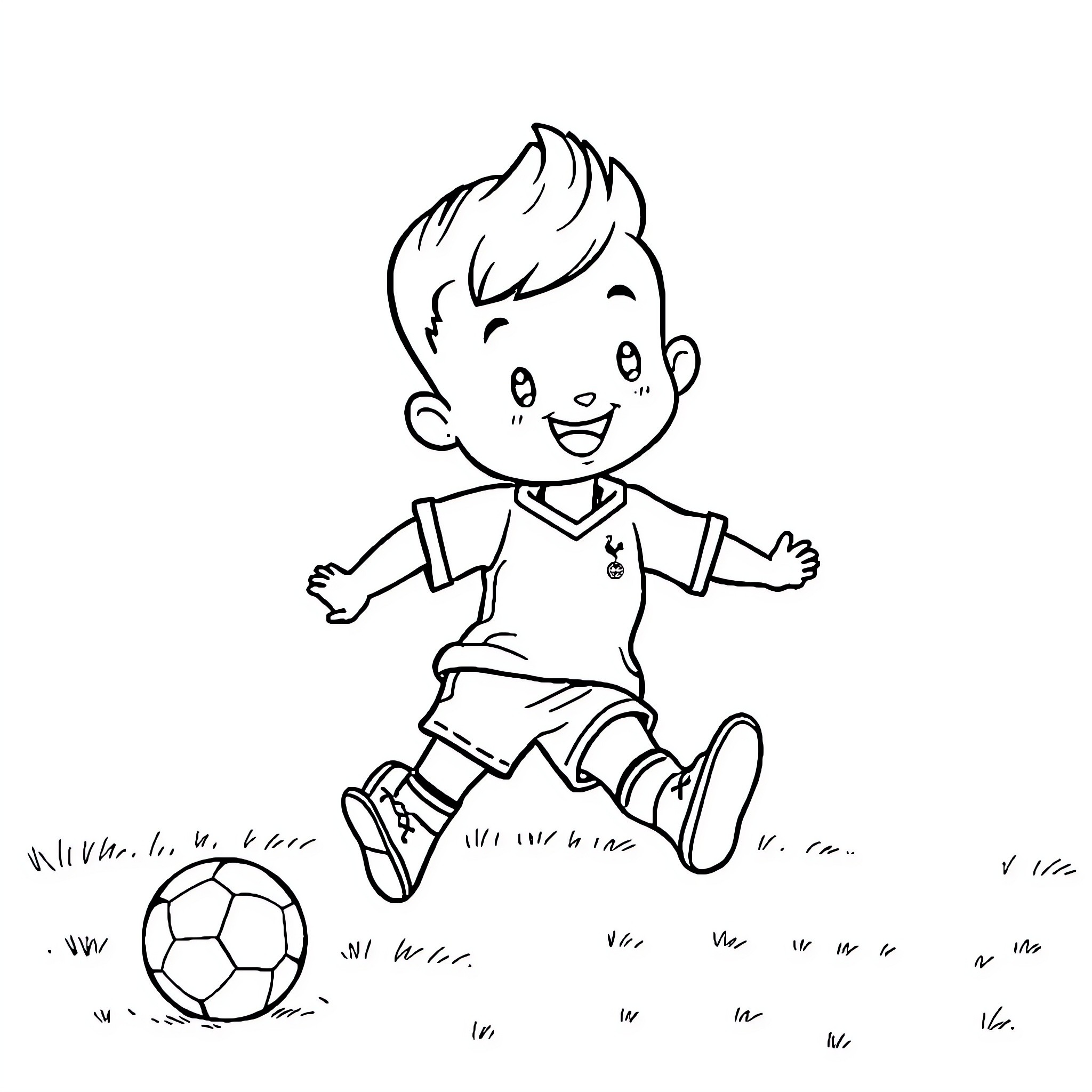 Prince Playing Joyfully with Soccer Ball Coloring Page (free black-and-white line drawing printable PDF for all, from beginners to advanced learners, including children, teens, adults, and seniors)