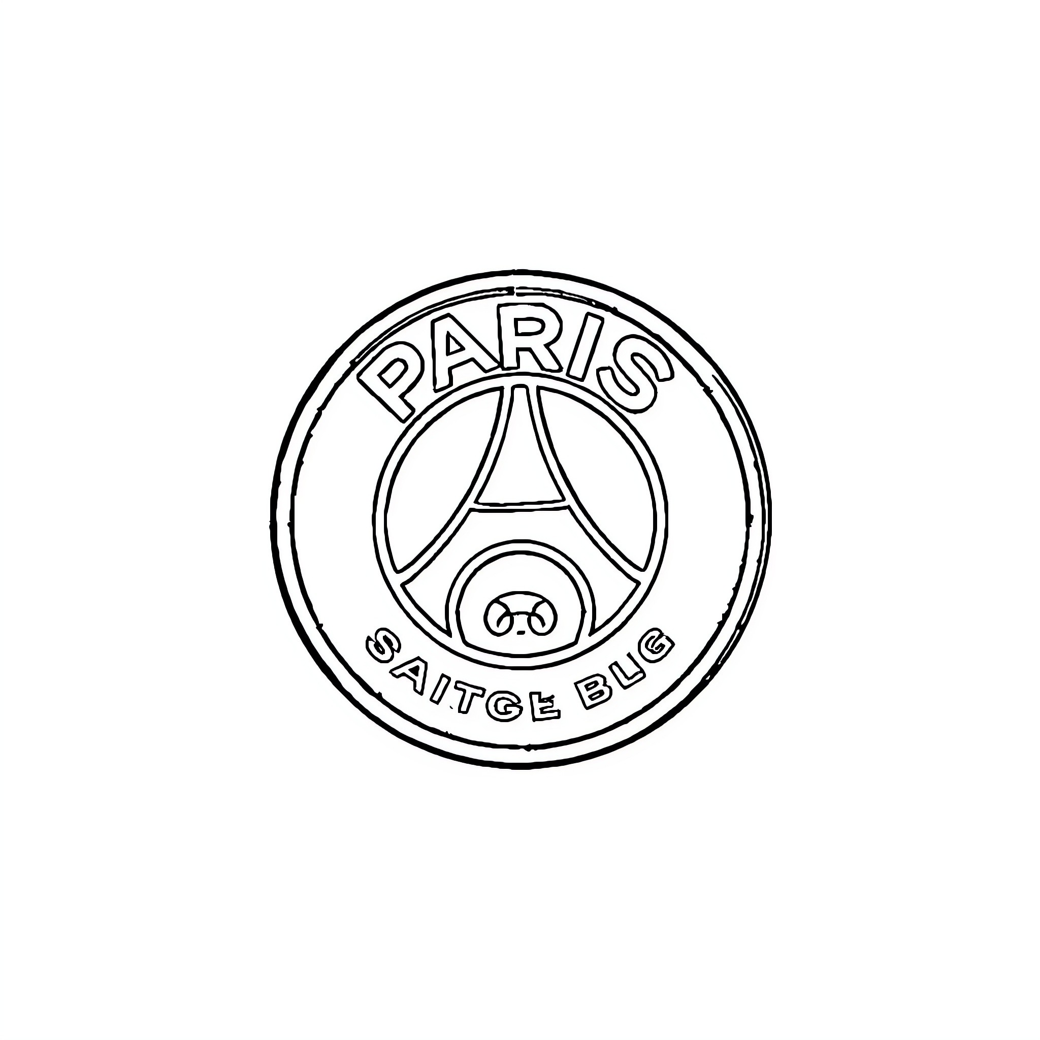 Stitch Paris Saint-Germain Club Logo Coloring Page (free black-and-white line drawing printable PDF for all, from beginners to advanced learners, including children, teens, adults, and seniors)