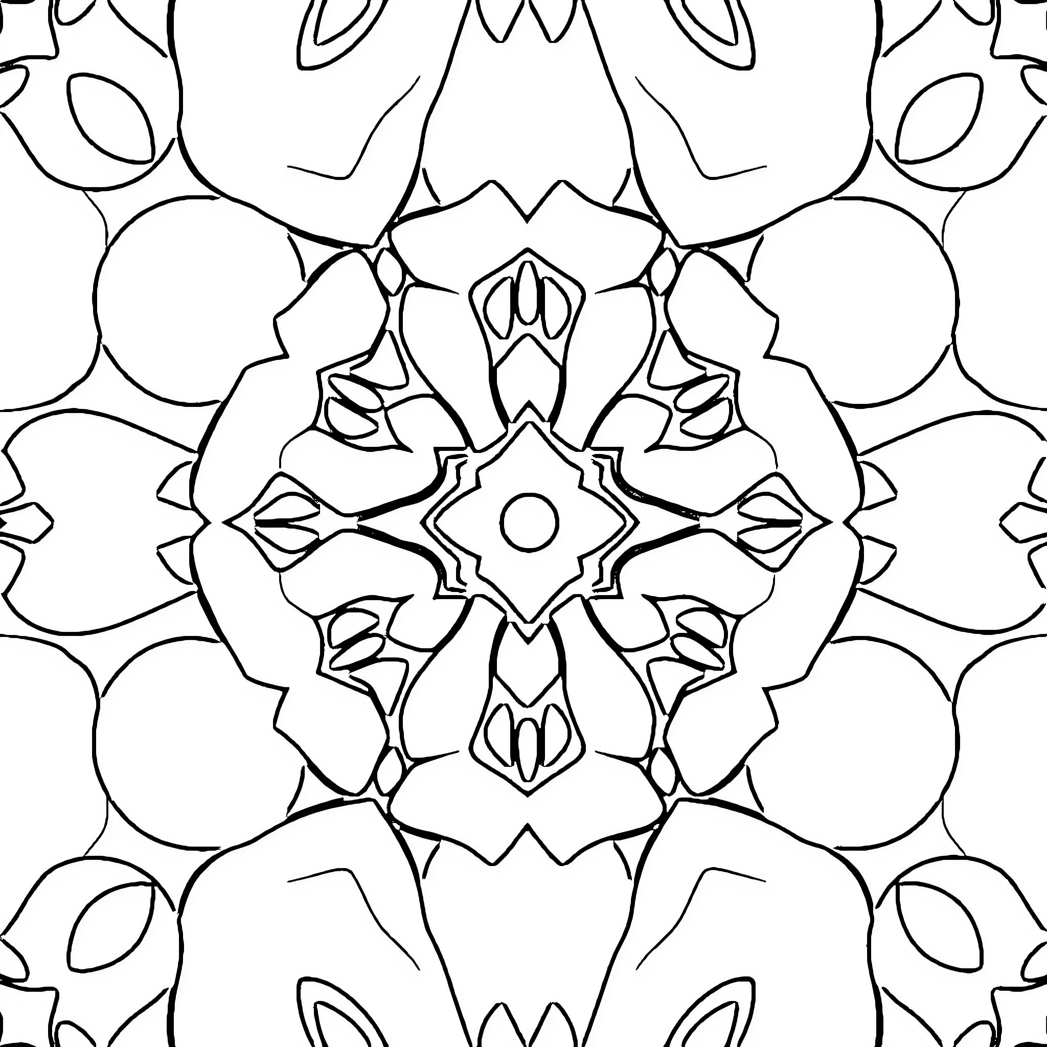 Pattern of abstract geometric shapes and forms Coloring Page (free black-and-white line drawing printable PDF for all, from beginners to advanced learners, including children, teens, adults, and seniors)