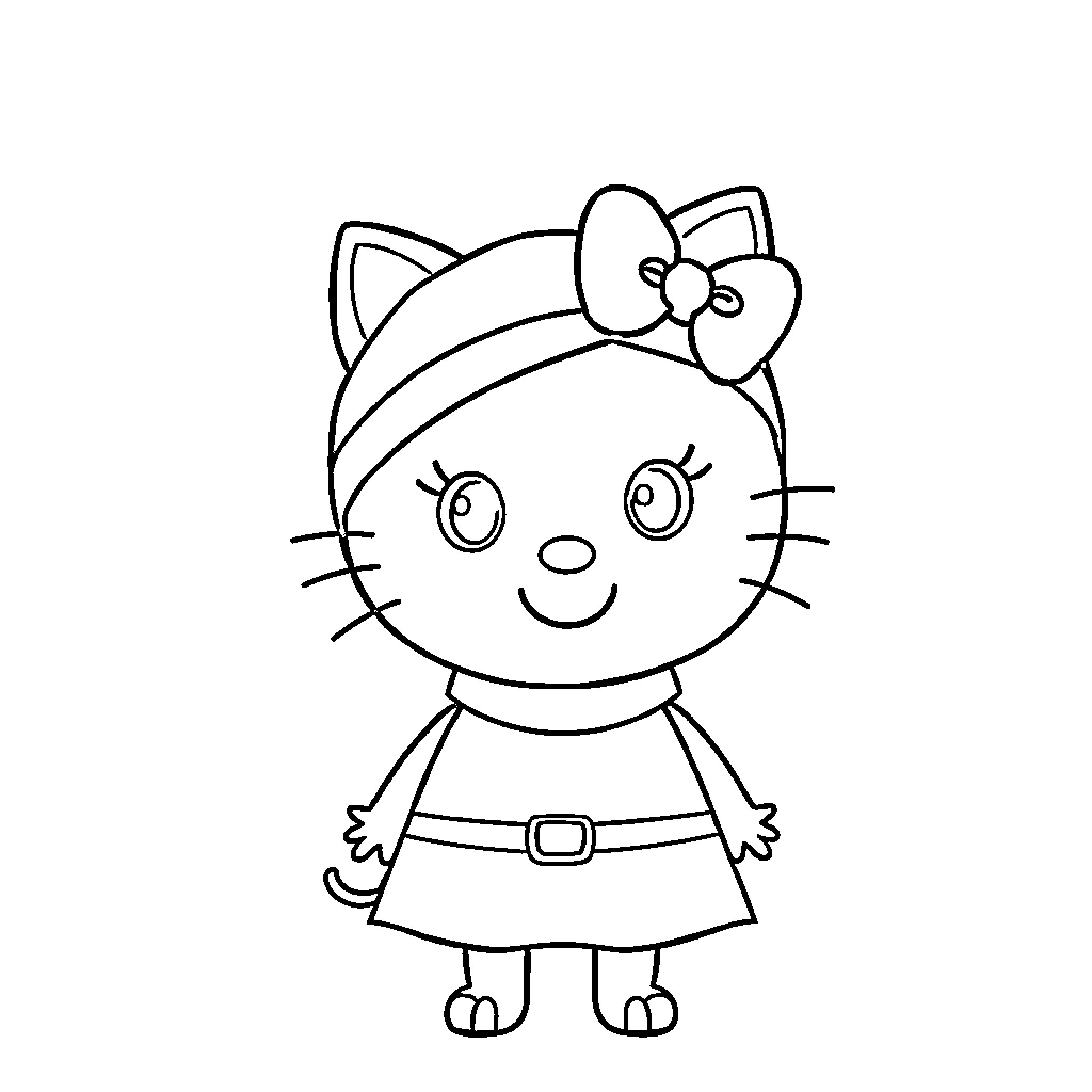 Peppa Pig character in cheerful outfit Coloring Page (free black-and-white line drawing printable PDF for all, from beginners to advanced learners, including children, teens, adults, and seniors)