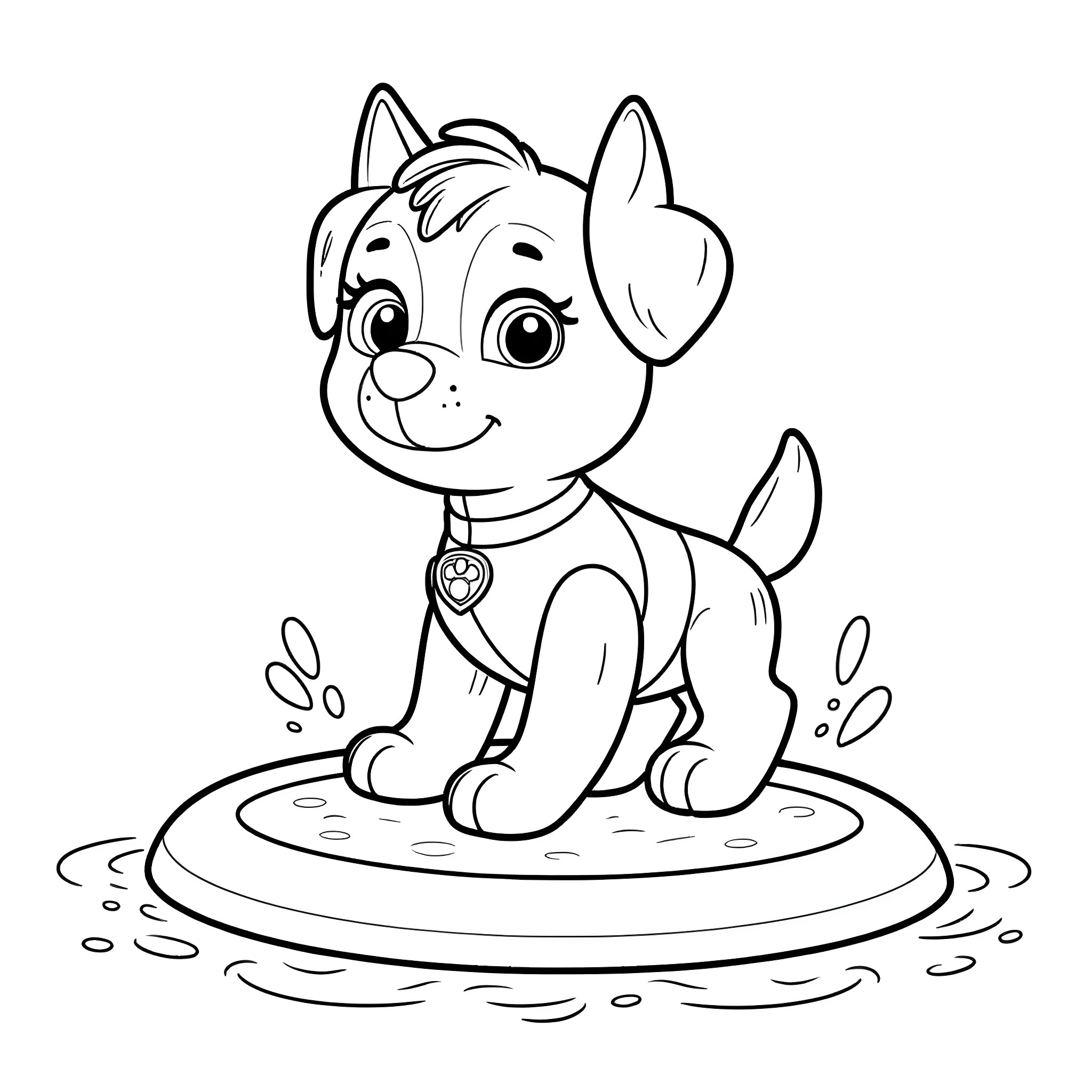 Rebel Puppy's Playful Antics Coloring Page (free black-and-white line drawing printable PDF for all, from beginners to advanced learners, including children, teens, adults, and seniors)