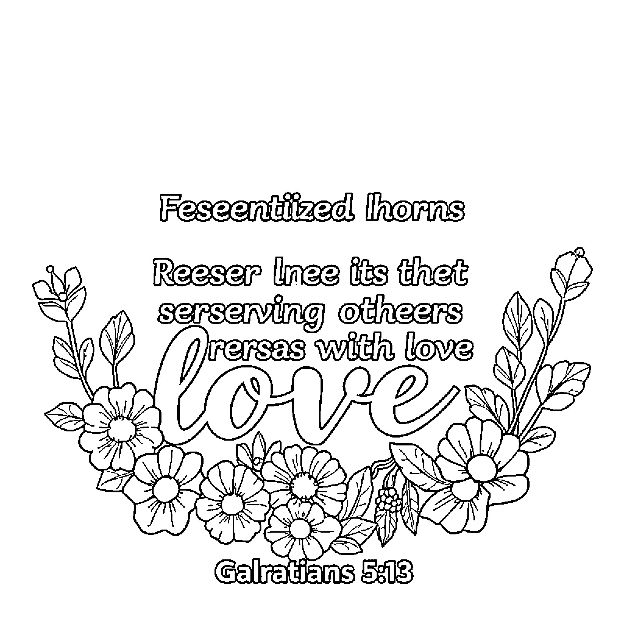 Galatians - Serving Others with Love Coloring Page (free black-and-white line drawing printable PDF for all, from beginners to advanced learners, including children, teens, adults, and seniors)
