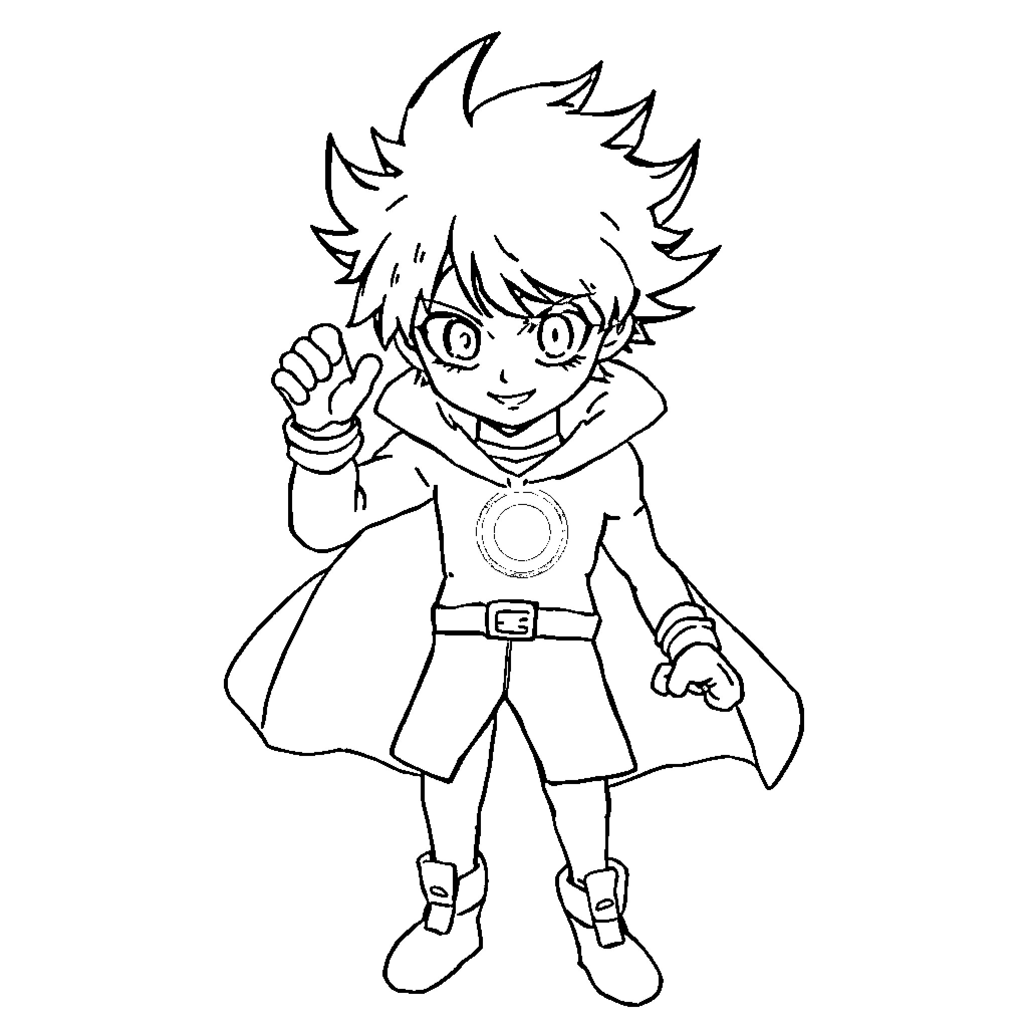 Midoriya's Heroic Pose and Determination Coloring Page (free black-and-white line drawing printable PDF for all, from beginners to advanced learners, including children, teens, adults, and seniors)