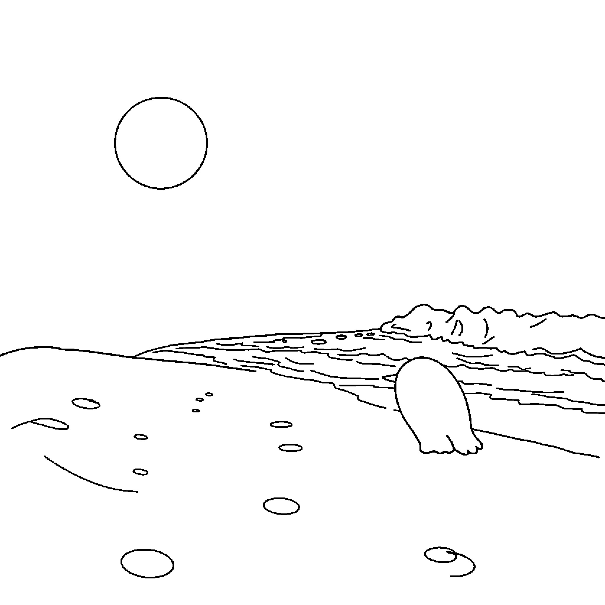 Snowman gazing at the night sky Coloring Page (free black-and-white line drawing printable PDF for all, from beginners to advanced learners, including children, teens, adults, and seniors)