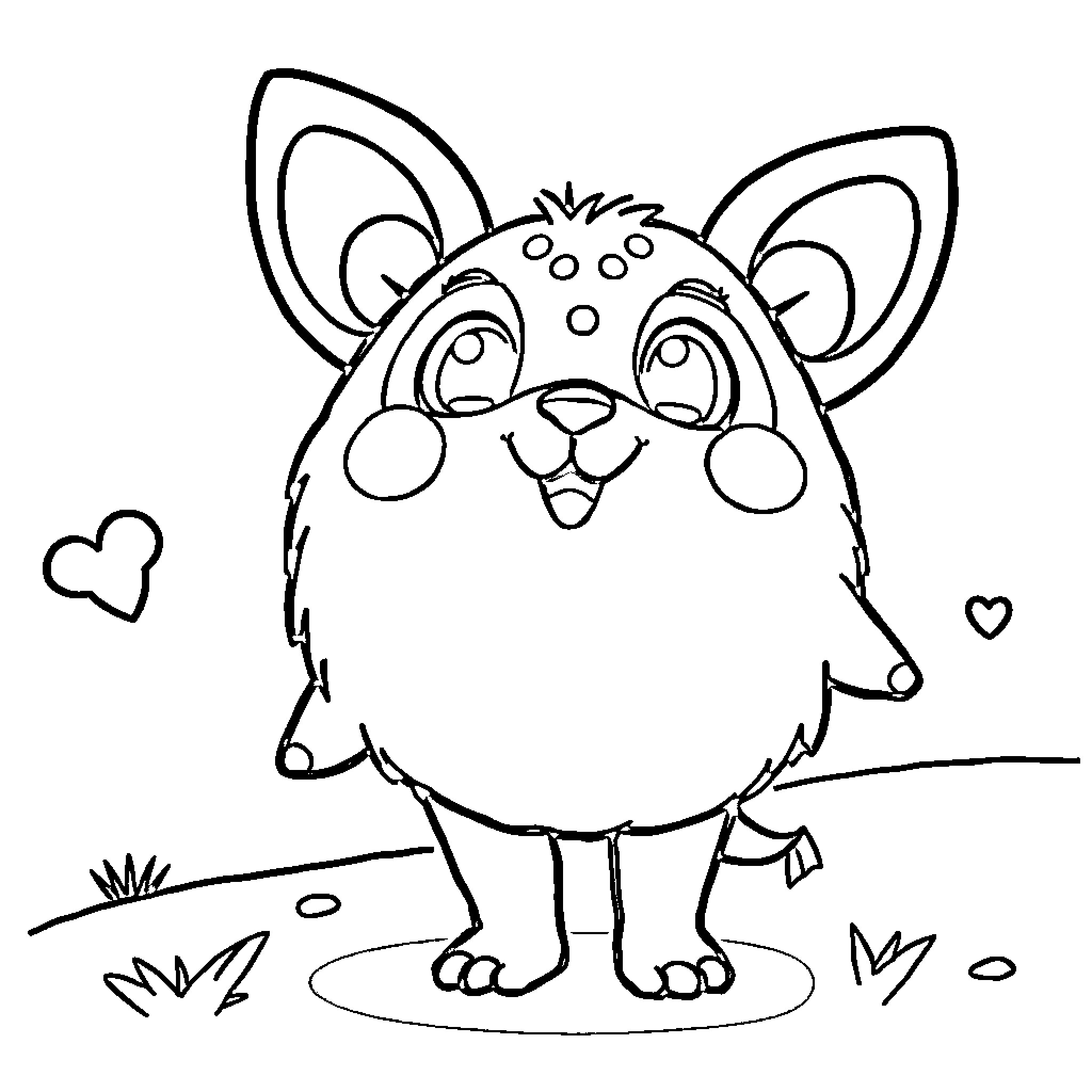 Labubu the Playful Furry Creature Coloring Page (free black-and-white line drawing printable PDF for all, from beginners to advanced learners, including children, teens, adults, and seniors)