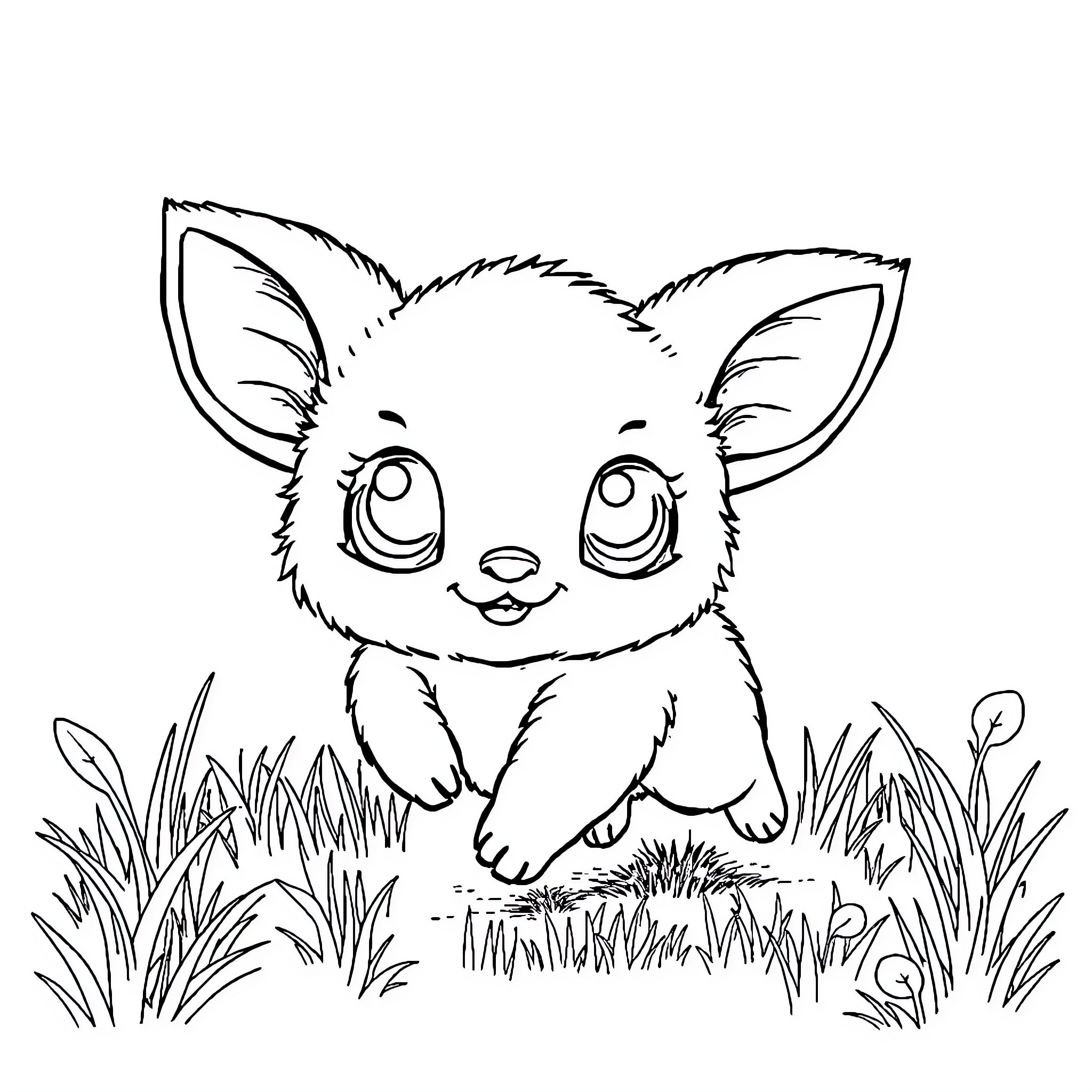Labubu's Playful Explorations in the Meadow Coloring Page (free black-and-white line drawing printable PDF for all, from beginners to advanced learners, including children, teens, adults, and seniors)