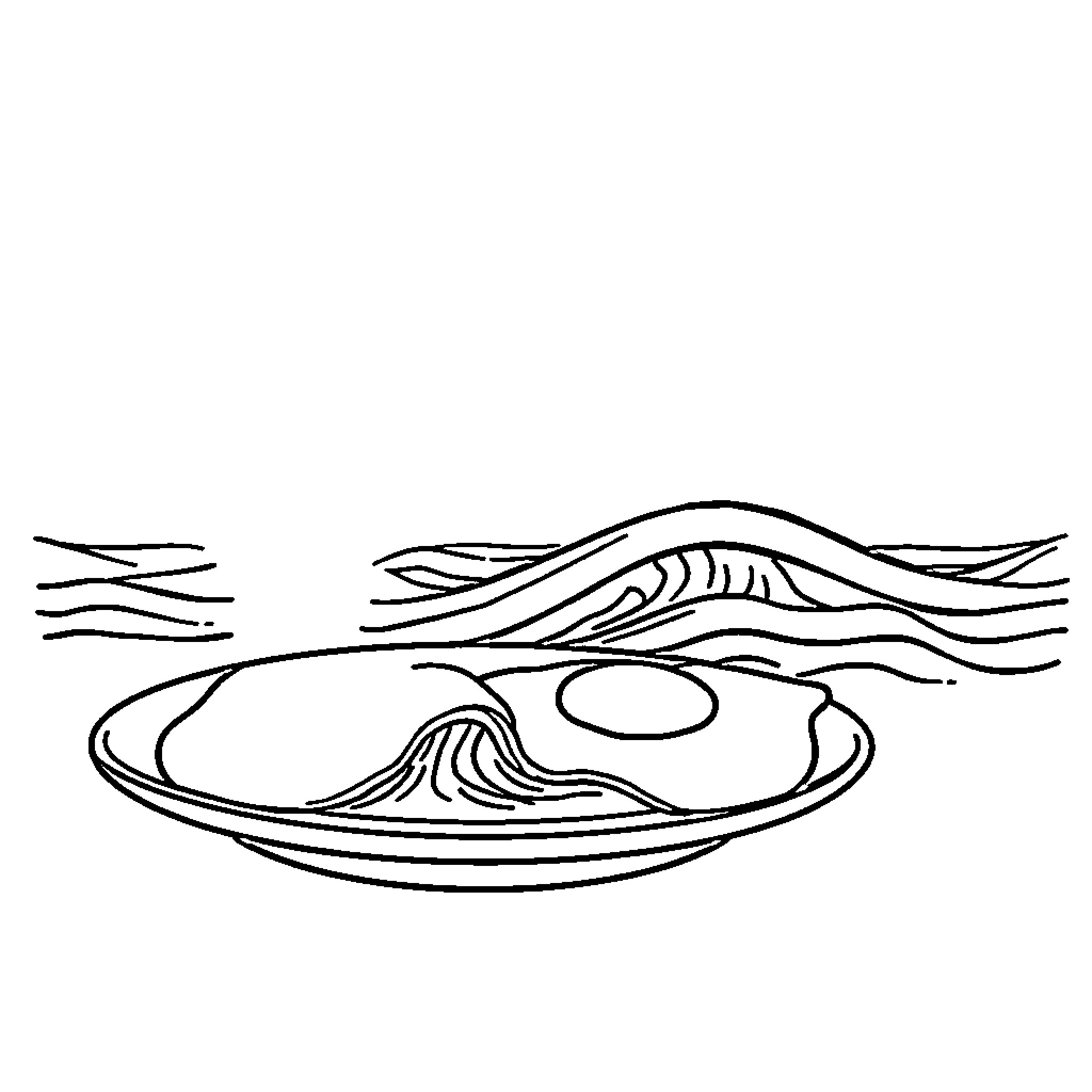 Egg floating on abstract landscape Coloring Page (free black-and-white line drawing printable PDF for all, from beginners to advanced learners, including children, teens, adults, and seniors)
