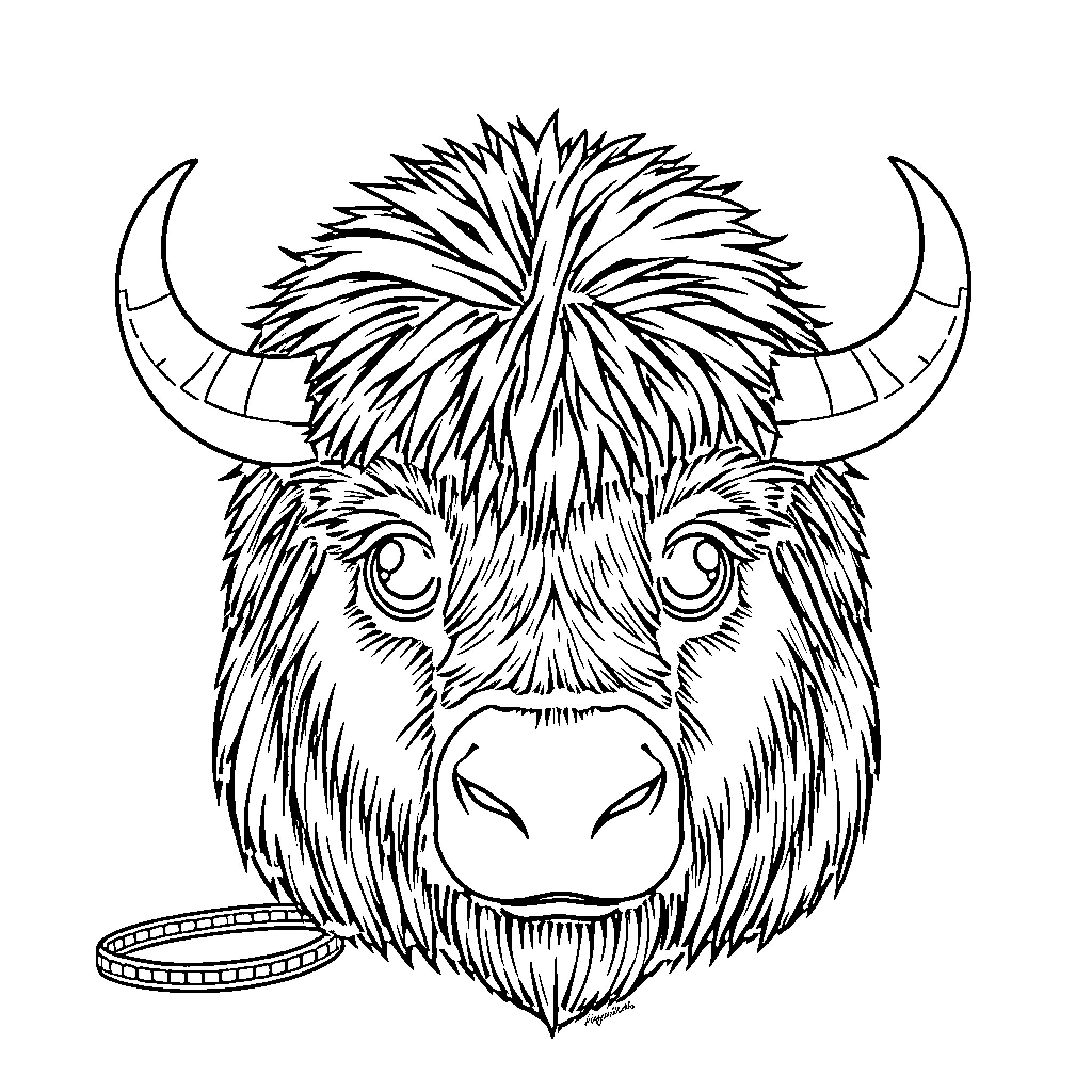 Handbag with whimsical horned creature illustration Coloring Page (free black-and-white line drawing printable PDF for all, from beginners to advanced learners, including children, teens, adults, and seniors)