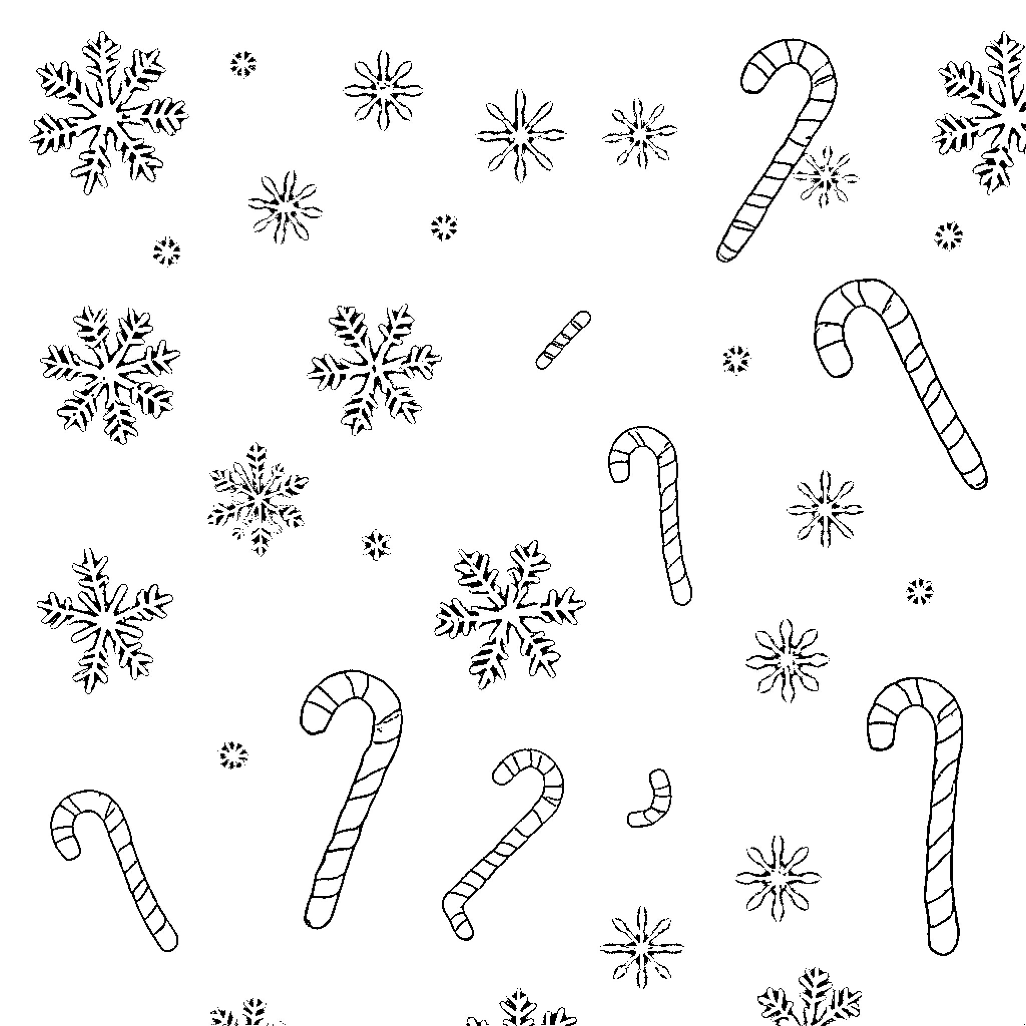 Christmas Decorations and Candy Canes Coloring Page (free black-and-white line drawing printable PDF for all, from beginners to advanced learners, including children, teens, adults, and seniors)