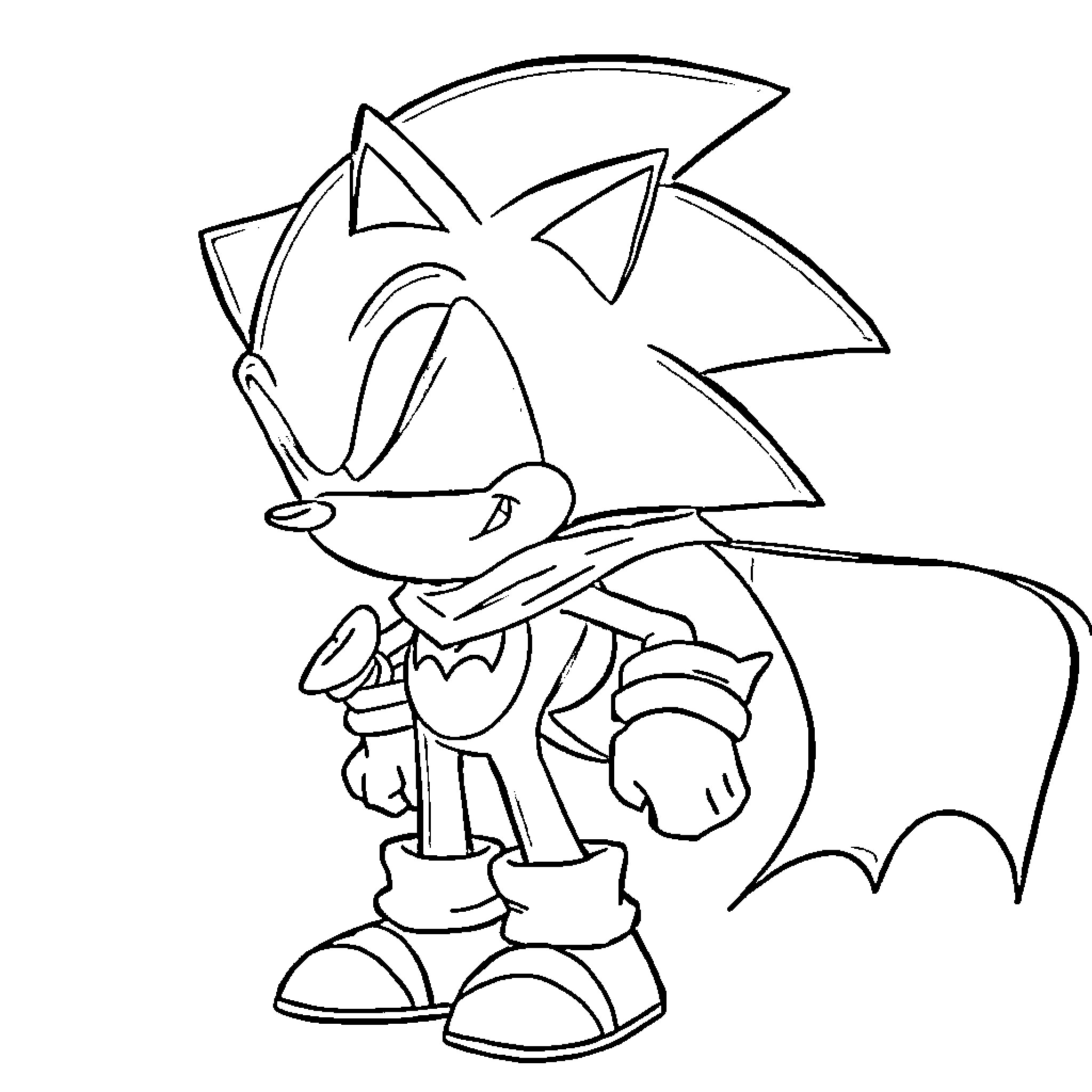 Sonic the Hedgehog's Adventurous Stance Coloring Page (free black-and-white line drawing printable PDF for all, from beginners to advanced learners, including children, teens, adults, and seniors)