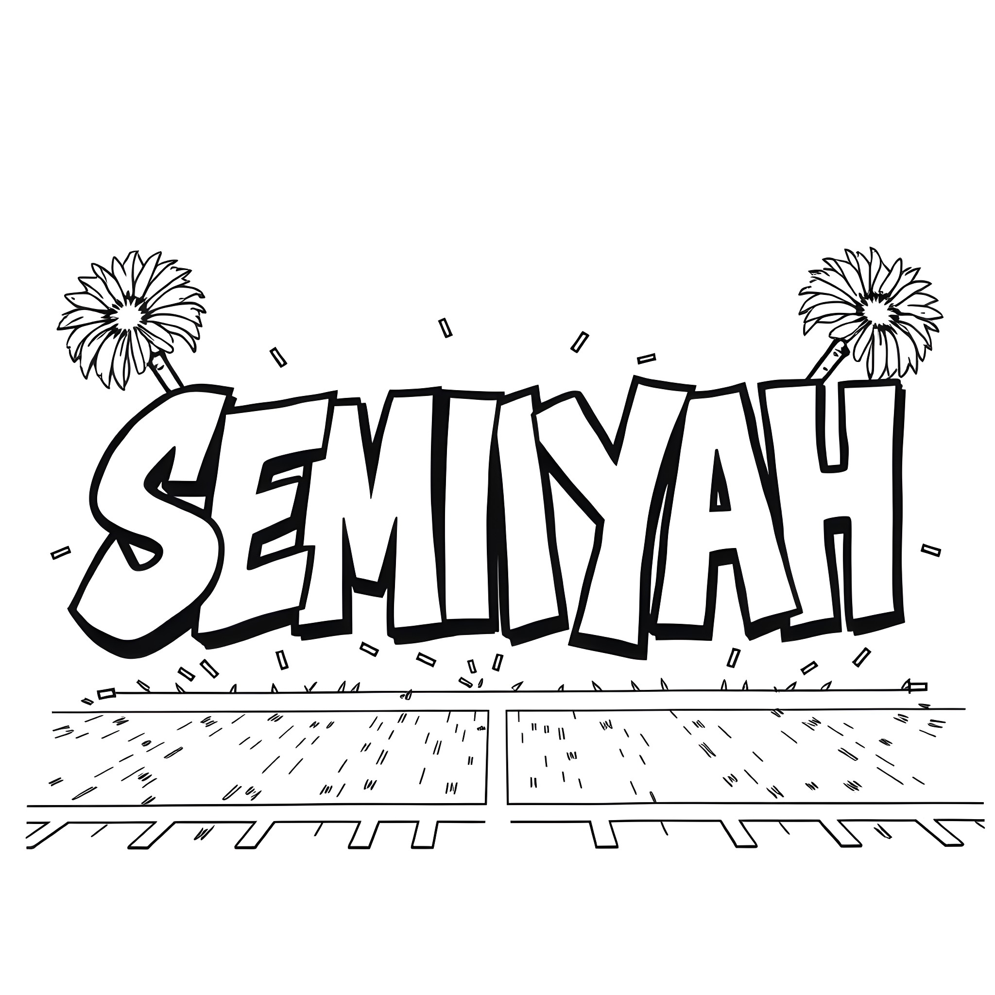 Cheerleader performing energetic routine Coloring Page (free black-and-white line drawing printable PDF for all, from beginners to advanced learners, including children, teens, adults, and seniors)