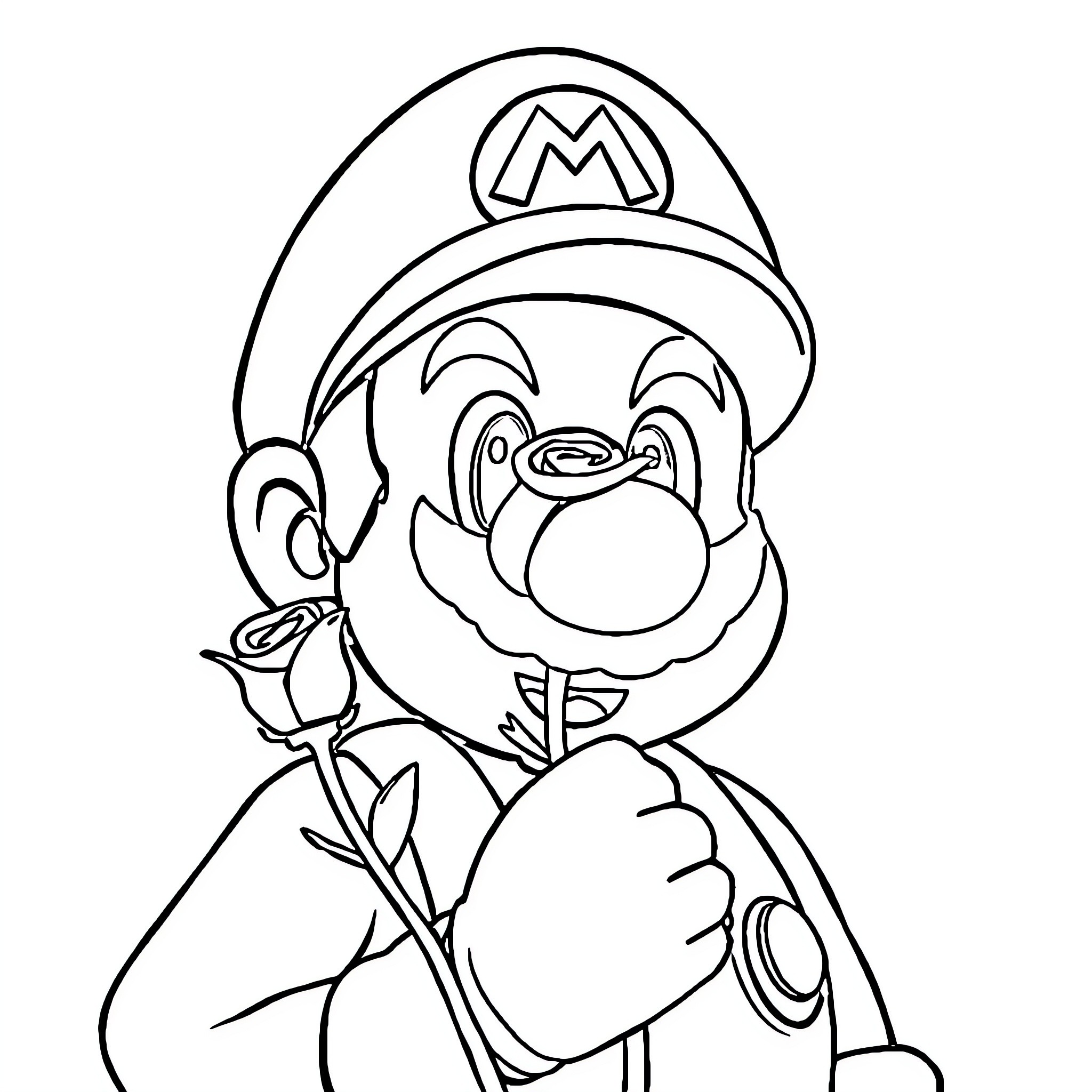 Mario in action with thumbs up gesture Coloring Page (free black-and-white line drawing printable PDF for all, from beginners to advanced learners, including children, teens, adults, and seniors)