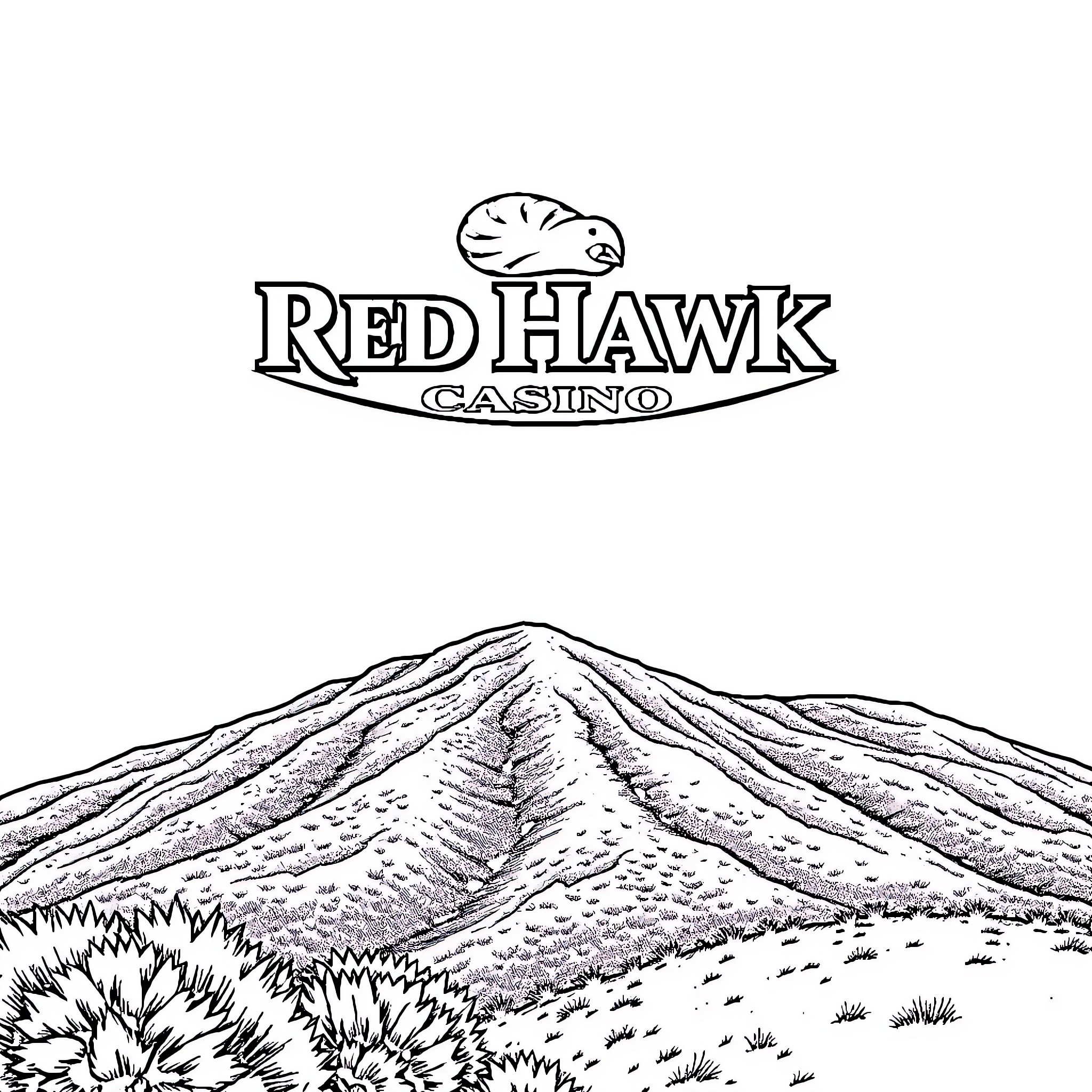 Hawk soaring over majestic mountain landscape Coloring Page (free black-and-white line drawing printable PDF for all, from beginners to advanced learners, including children, teens, adults, and seniors)