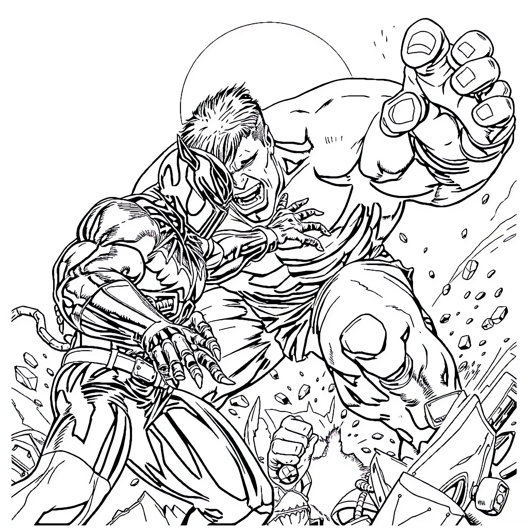 Black Panther's Fierce Battle Fury Coloring Page (free black-and-white line drawing printable PDF for all, from beginners to advanced learners, including children, teens, adults, and seniors)