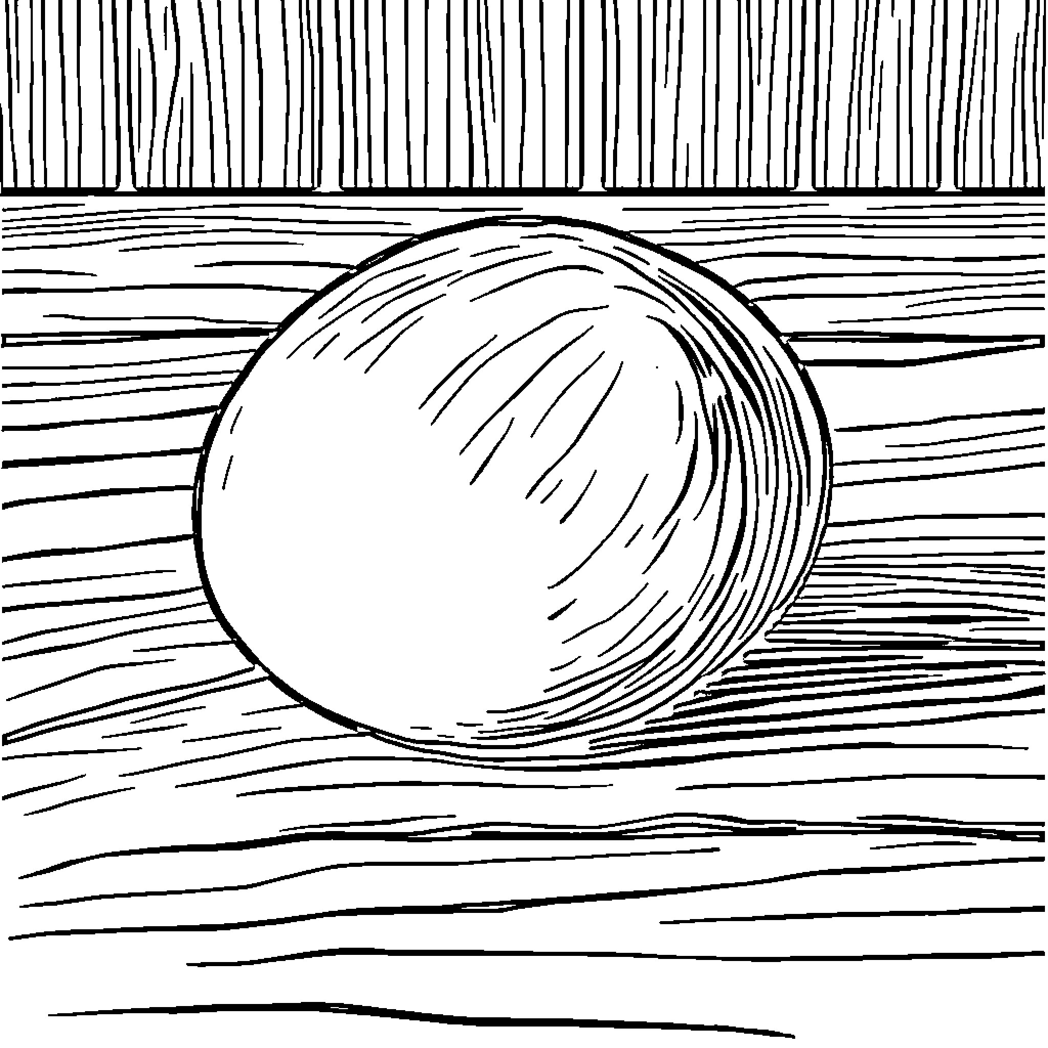Chestnut ball resting on wooden surface Coloring Page (free black-and-white line drawing printable PDF for all, from beginners to advanced learners, including children, teens, adults, and seniors)