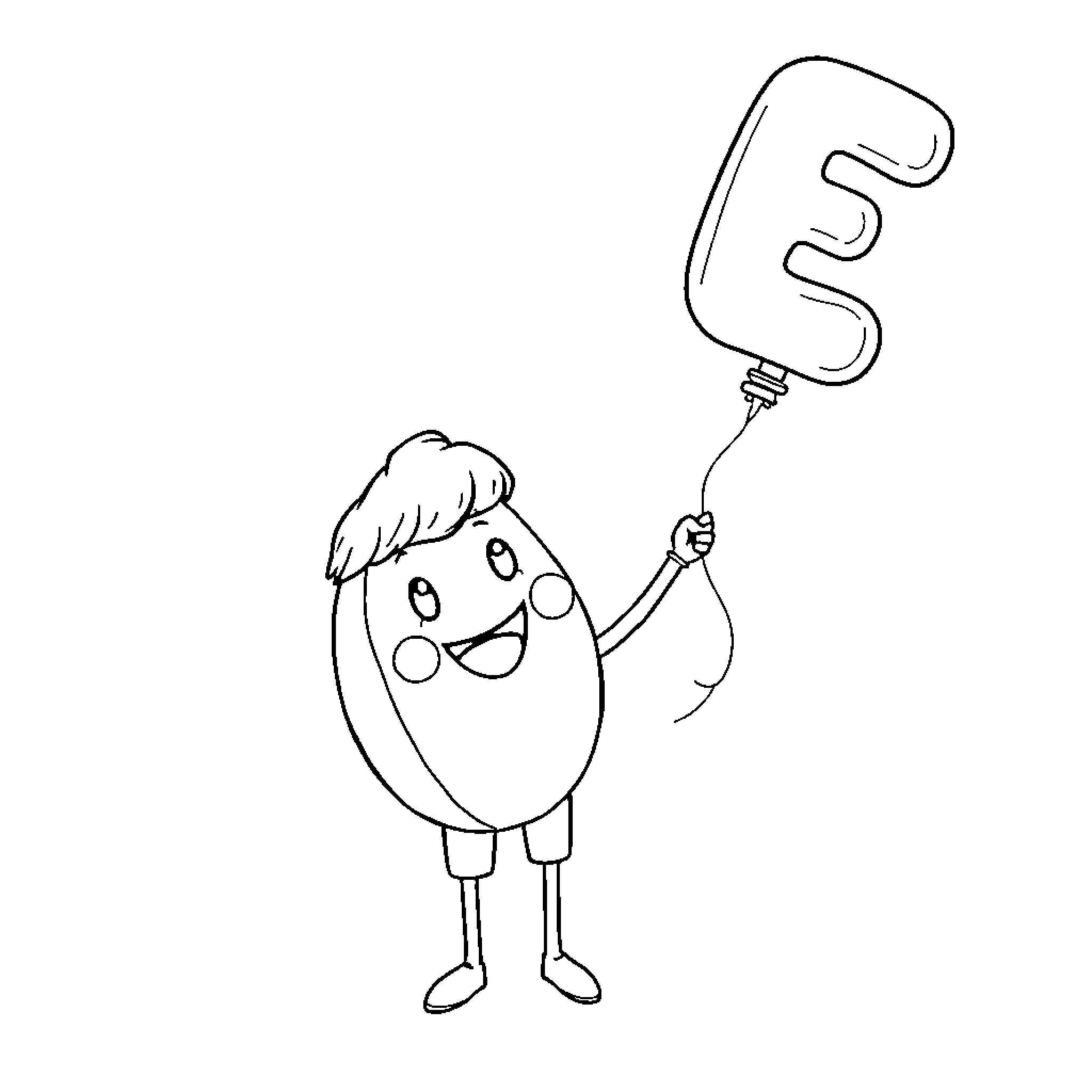 JJ Cheerful character with waving ribbon Coloring Page (free black-and-white line drawing printable PDF for all, from beginners to advanced learners, including children, teens, adults, and seniors)