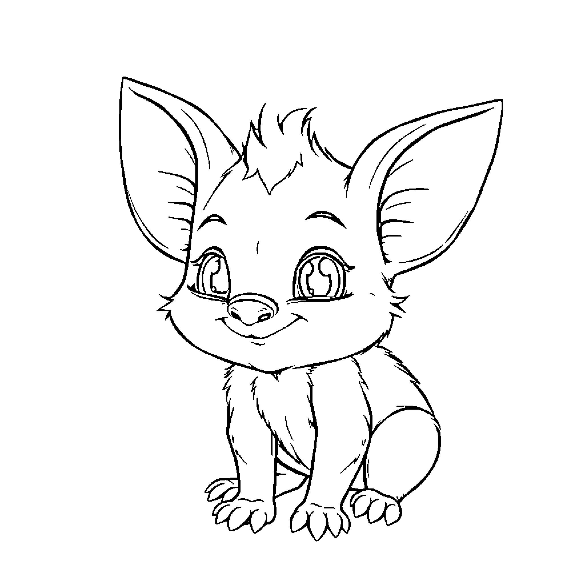 Labubu the cheerful cartoon animal Coloring Page (free black-and-white line drawing printable PDF for all, from beginners to advanced learners, including children, teens, adults, and seniors)