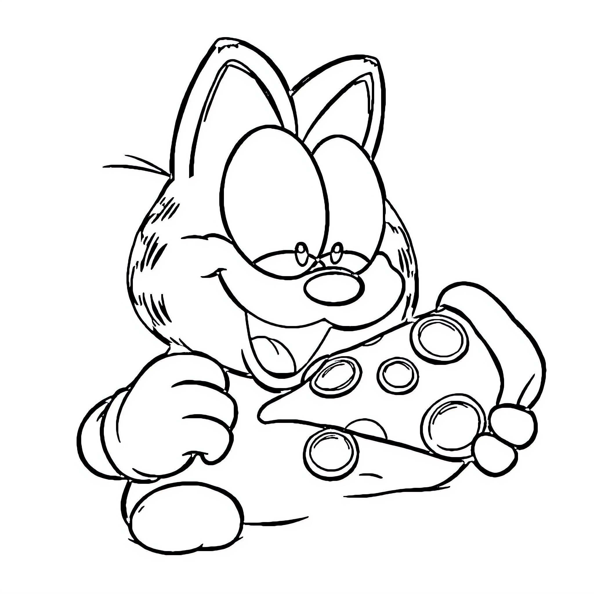 Mario Garfield playing video game happily Coloring Page (free black-and-white line drawing printable PDF for all, from beginners to advanced learners, including children, teens, adults, and seniors)