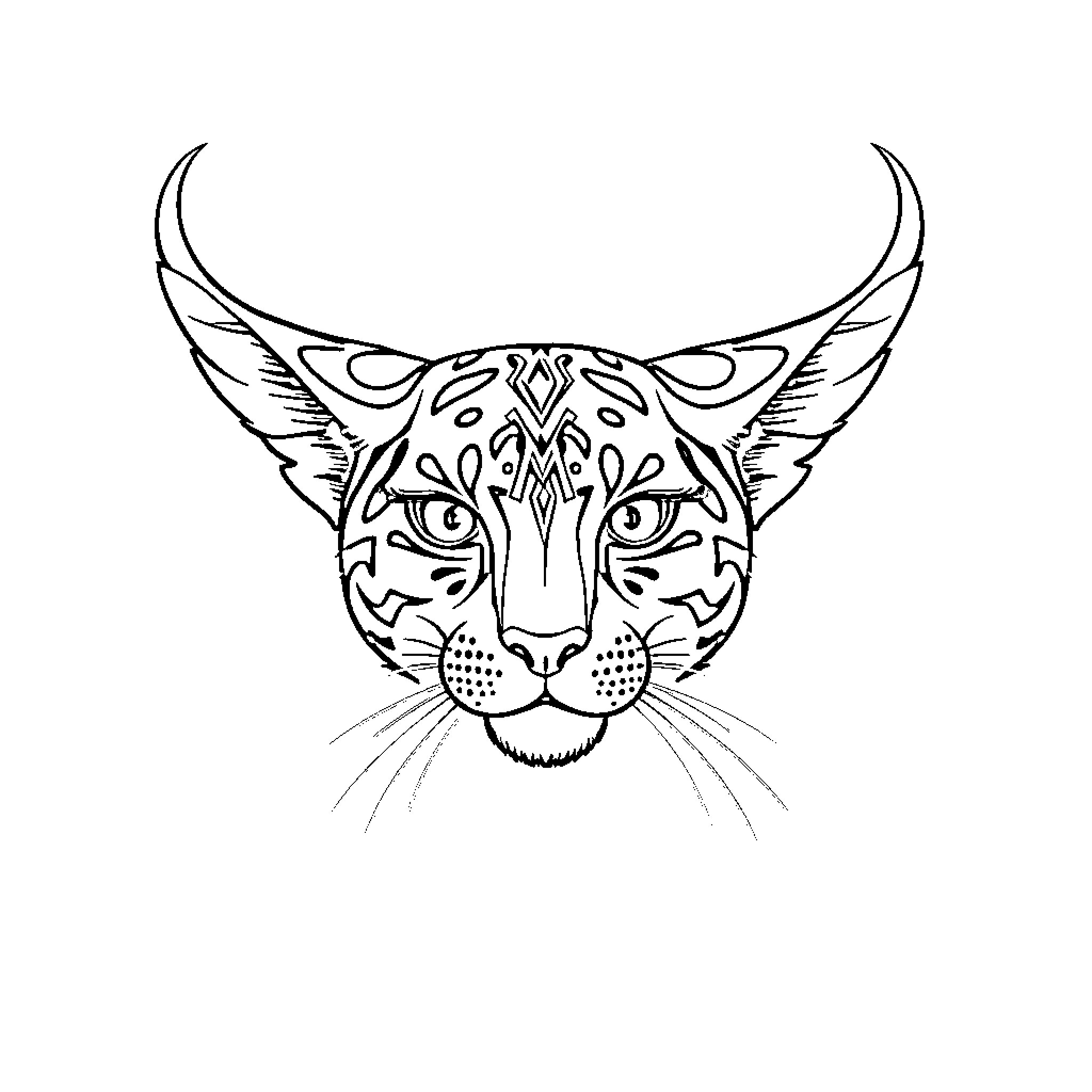 Pelvis of a Tribal Lynx Coloring Page (free black-and-white line drawing printable PDF for all, from beginners to advanced learners, including children, teens, adults, and seniors)