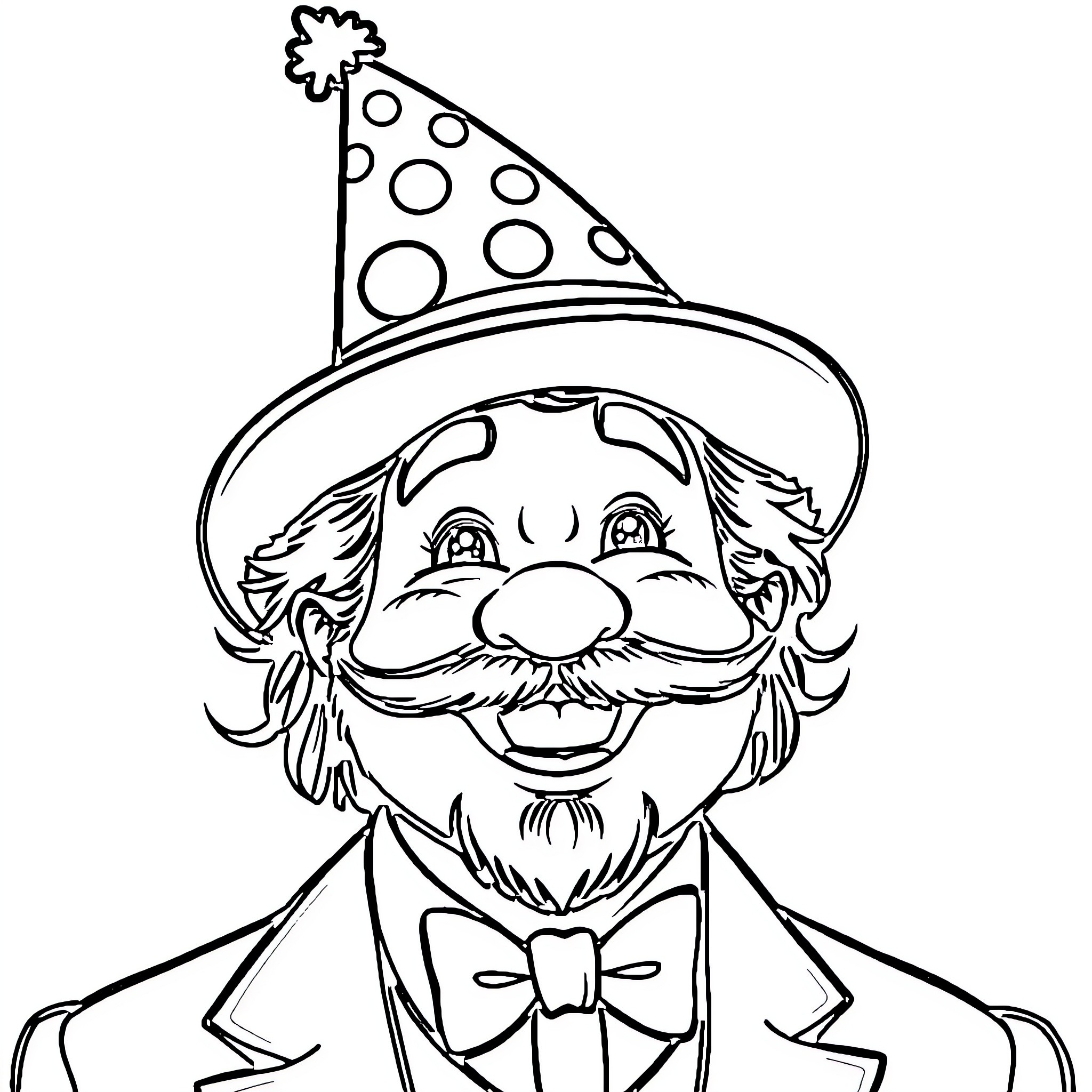 Monsieur McKay's Joyful Celebrations Coloring Page (free black-and-white line drawing printable PDF for all, from beginners to advanced learners, including children, teens, adults, and seniors)