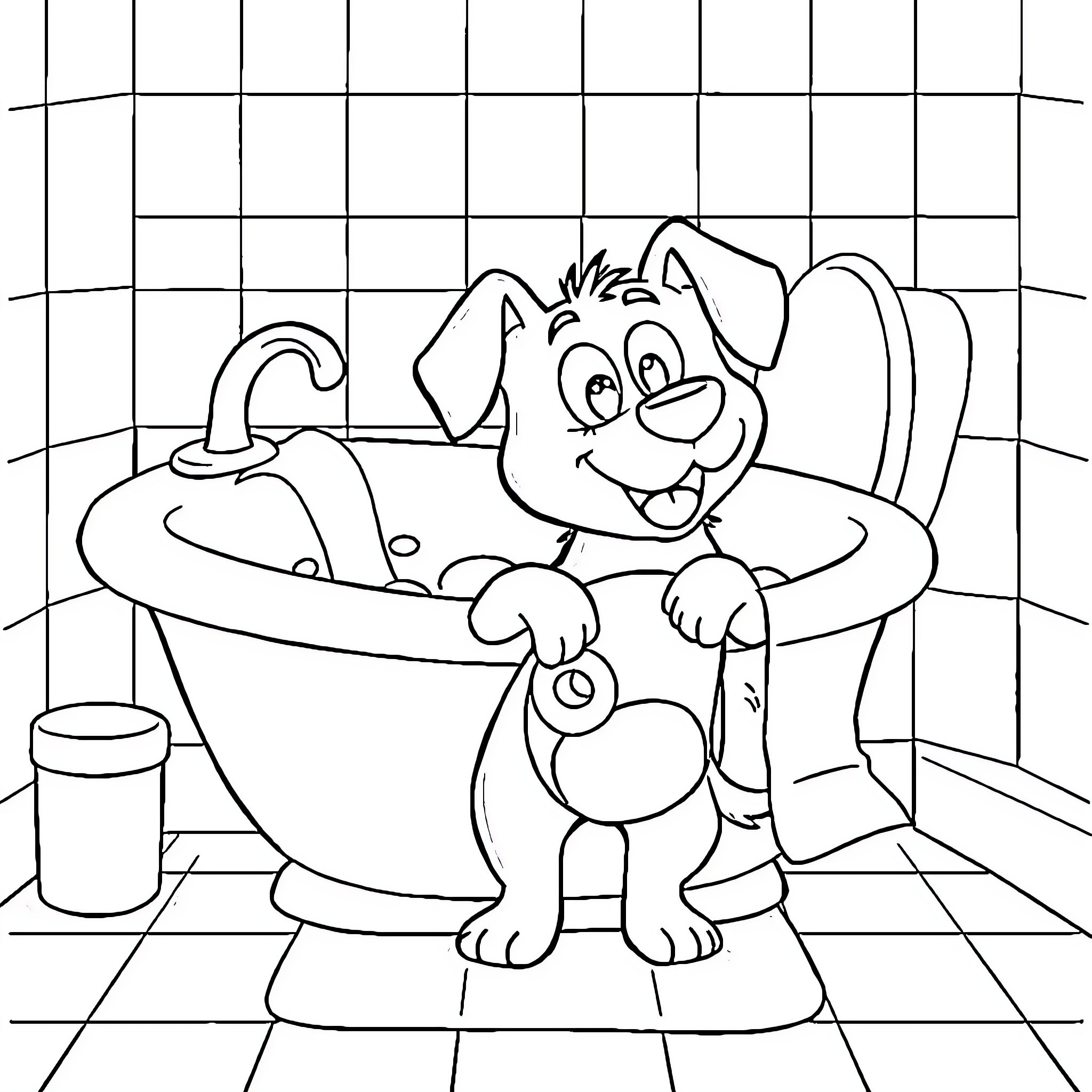 Bluey enjoying a relaxing bath time Coloring Page (free black-and-white line drawing printable PDF for all, from beginners to advanced learners, including children, teens, adults, and seniors)