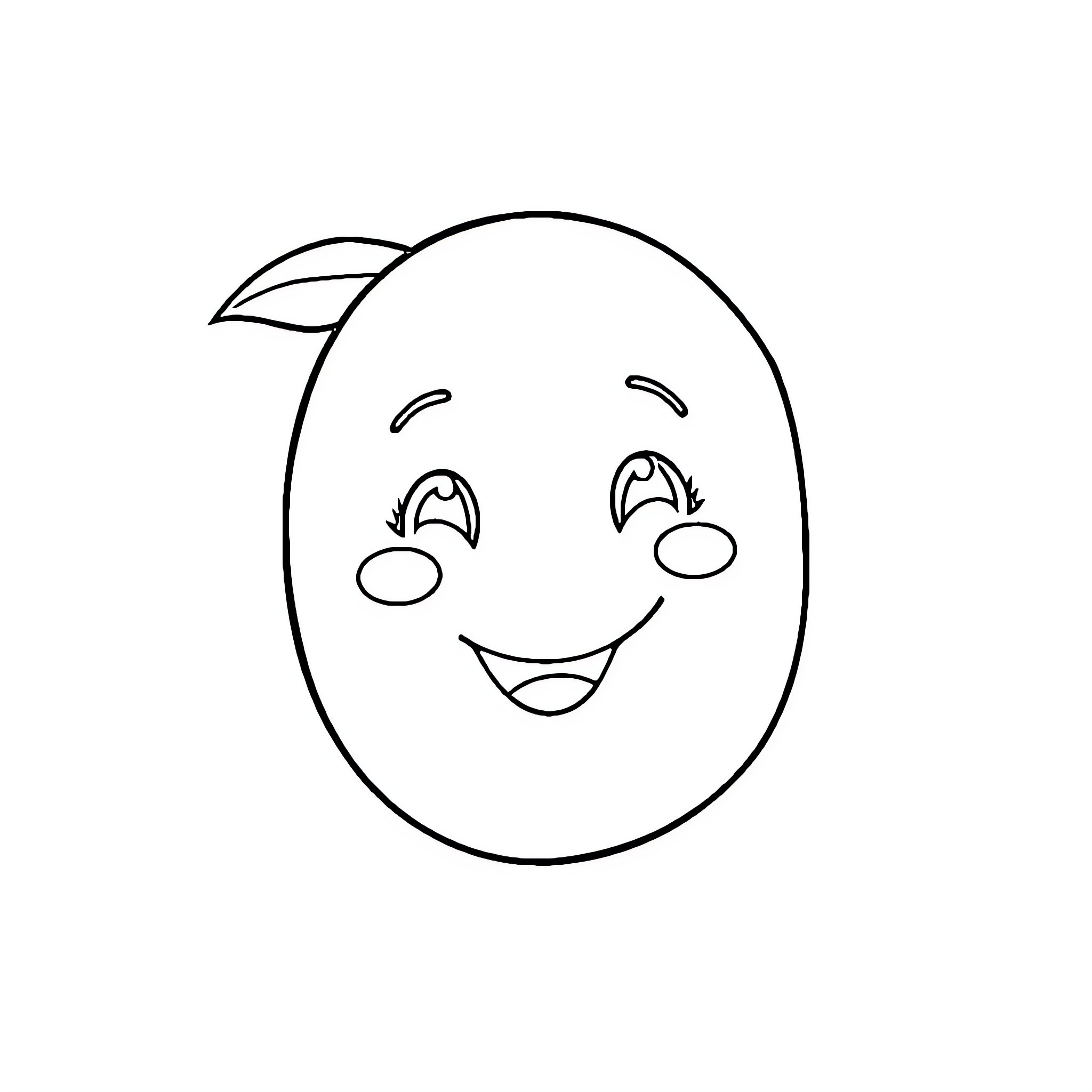 Mango with a happy expression Coloring Page (free black-and-white line drawing printable PDF for all, from beginners to advanced learners, including children, teens, adults, and seniors)