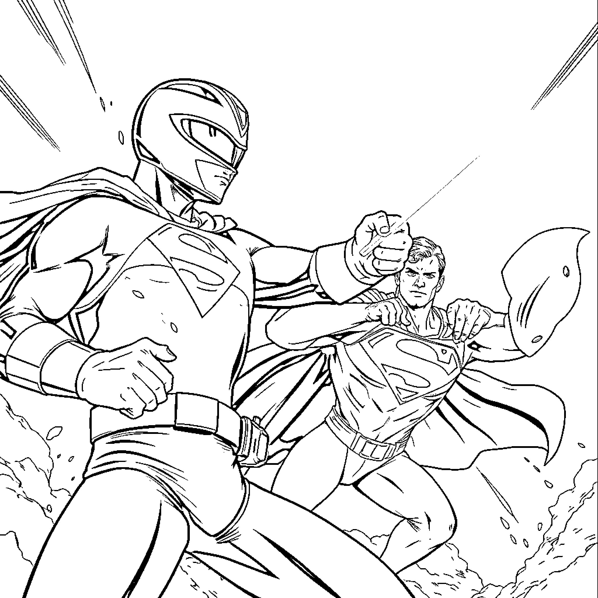 Ranger battles heroically against a formidable foe Coloring Page (free black-and-white line drawing printable PDF for all, from beginners to advanced learners, including children, teens, adults, and seniors)