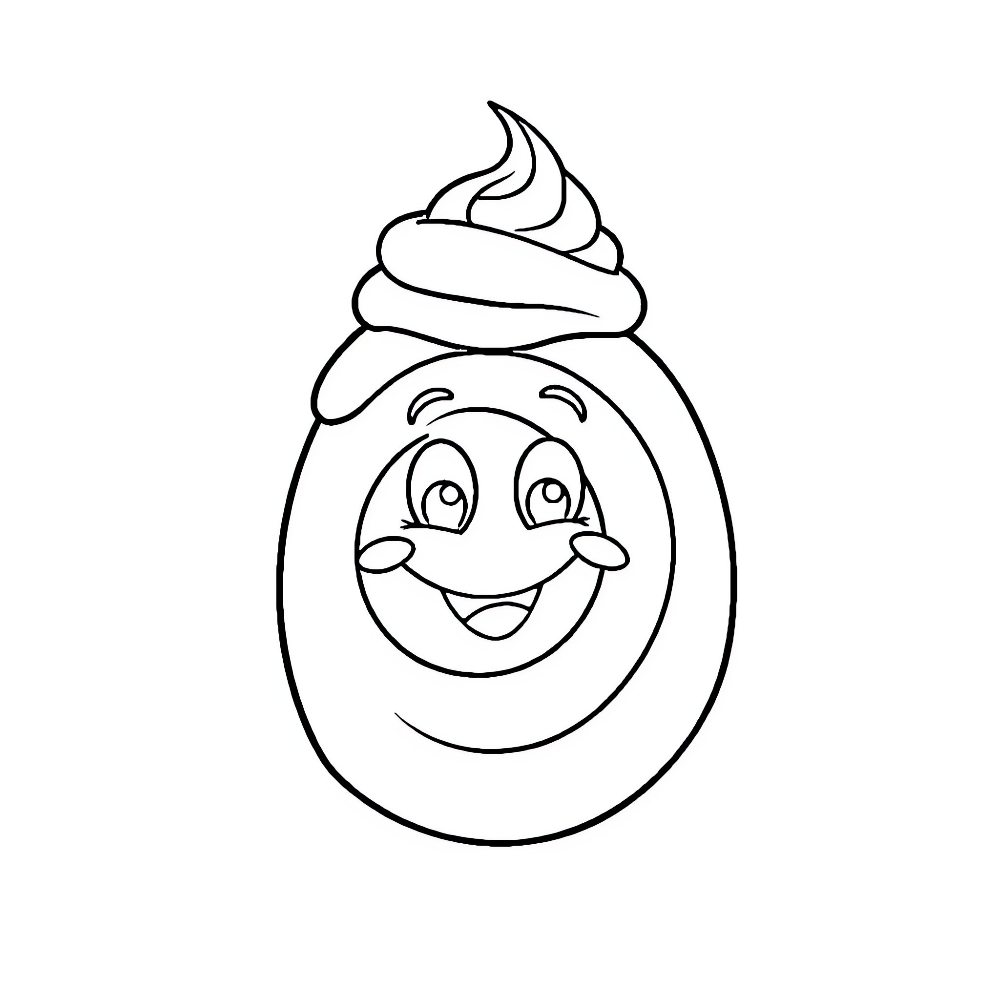 Cinnamon Roll Cartoon Character with Frosting Coloring Page (free black-and-white line drawing printable PDF for all, from beginners to advanced learners, including children, teens, adults, and seniors)