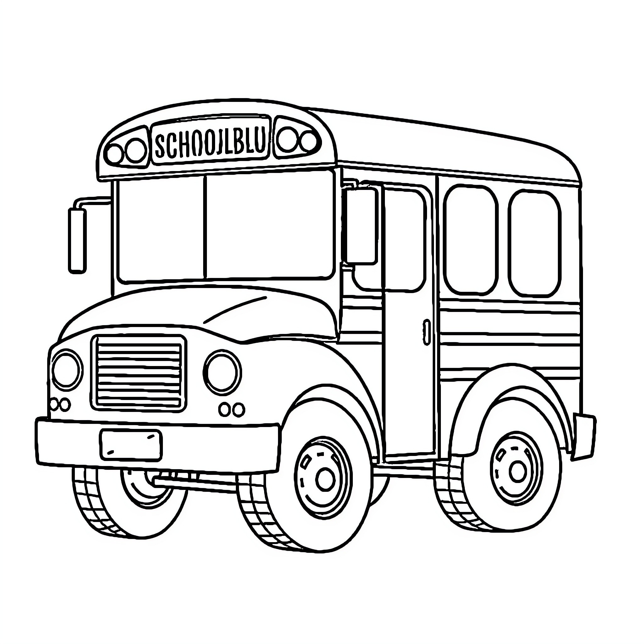 Bus transporting students on the road Coloring Page (free black-and-white line drawing printable PDF for all, from beginners to advanced learners, including children, teens, adults, and seniors)
