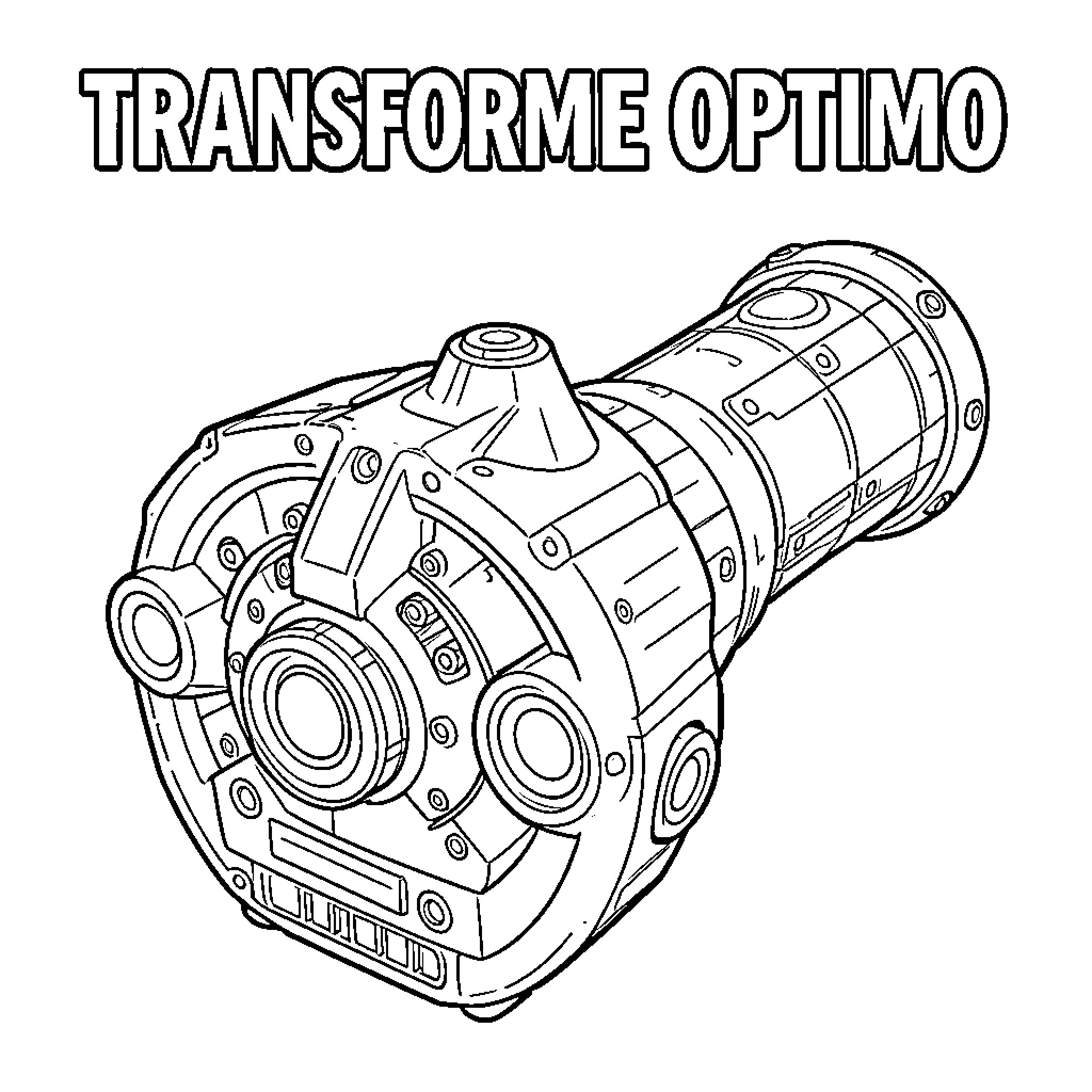 Transforme Optimo mechanical device with complex technical details Coloring Page (free black-and-white line drawing printable PDF for all, from beginners to advanced learners, including children, teens, adults, and seniors)