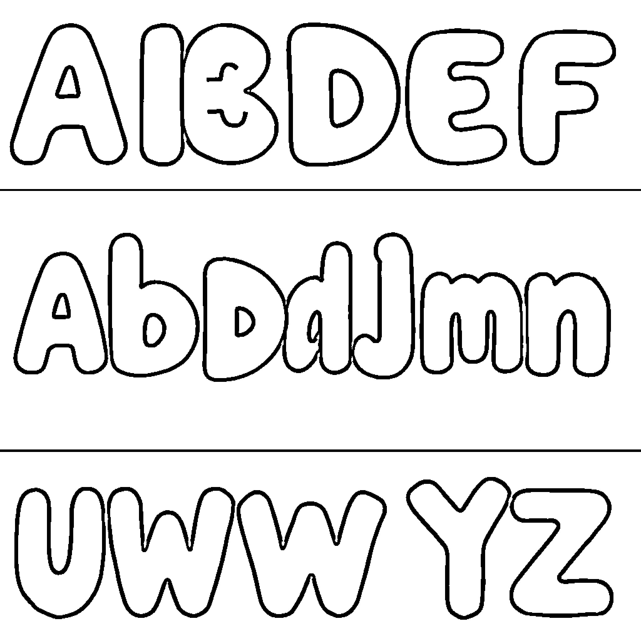 Alphabet letters in playful style Coloring Page (free black-and-white line drawing printable PDF for all, from beginners to advanced learners, including children, teens, adults, and seniors)