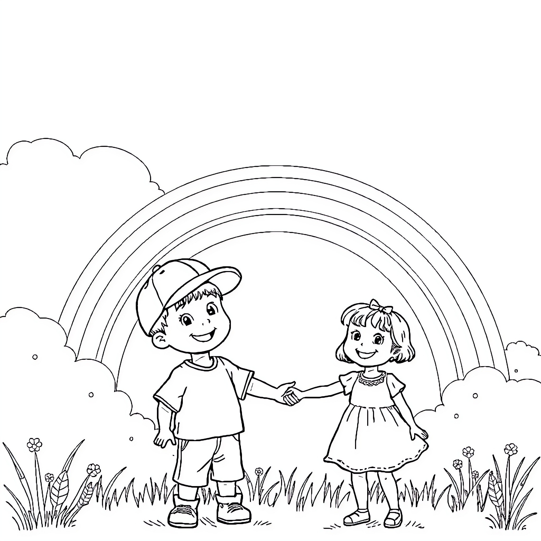 Birthday celebration with friends in the park Coloring Page (free black-and-white line drawing printable PDF for all, from beginners to advanced learners, including children, teens, adults, and seniors)