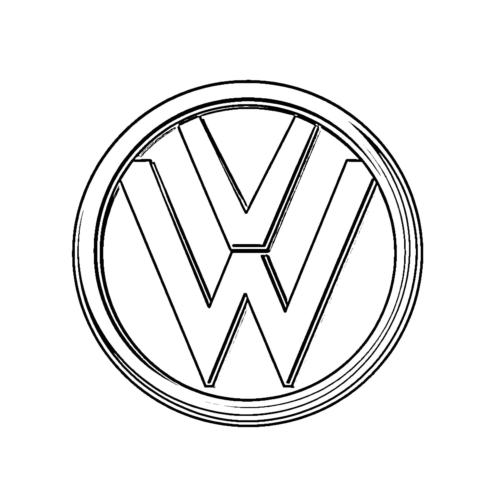 VW Logo with abstract geometric pattern Coloring Page (free black-and-white line drawing printable PDF for all, from beginners to advanced learners, including children, teens, adults, and seniors)