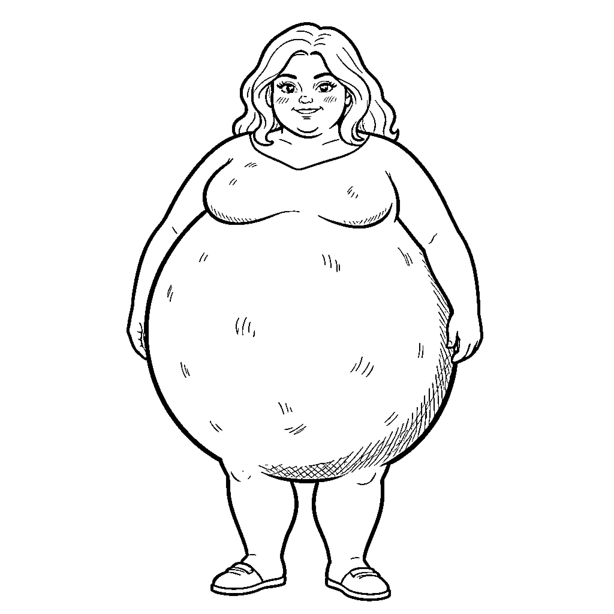 Blueberry Girl in Casual Attire Coloring Page (free black-and-white line drawing printable PDF for all, from beginners to advanced learners, including children, teens, adults, and seniors)