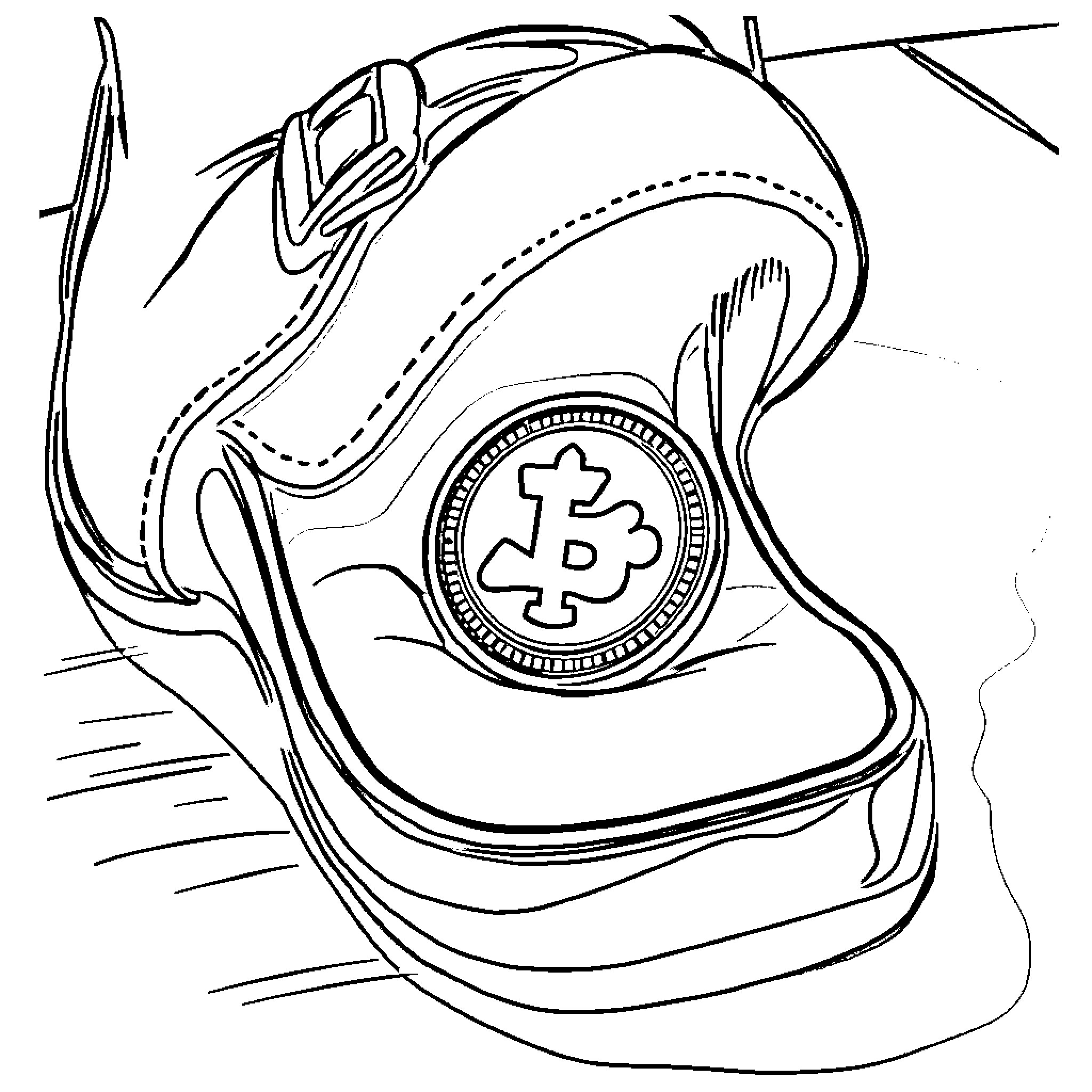 Coin spinning on abstract surface Coloring Page (free black-and-white line drawing printable PDF for all, from beginners to advanced learners, including children, teens, adults, and seniors)