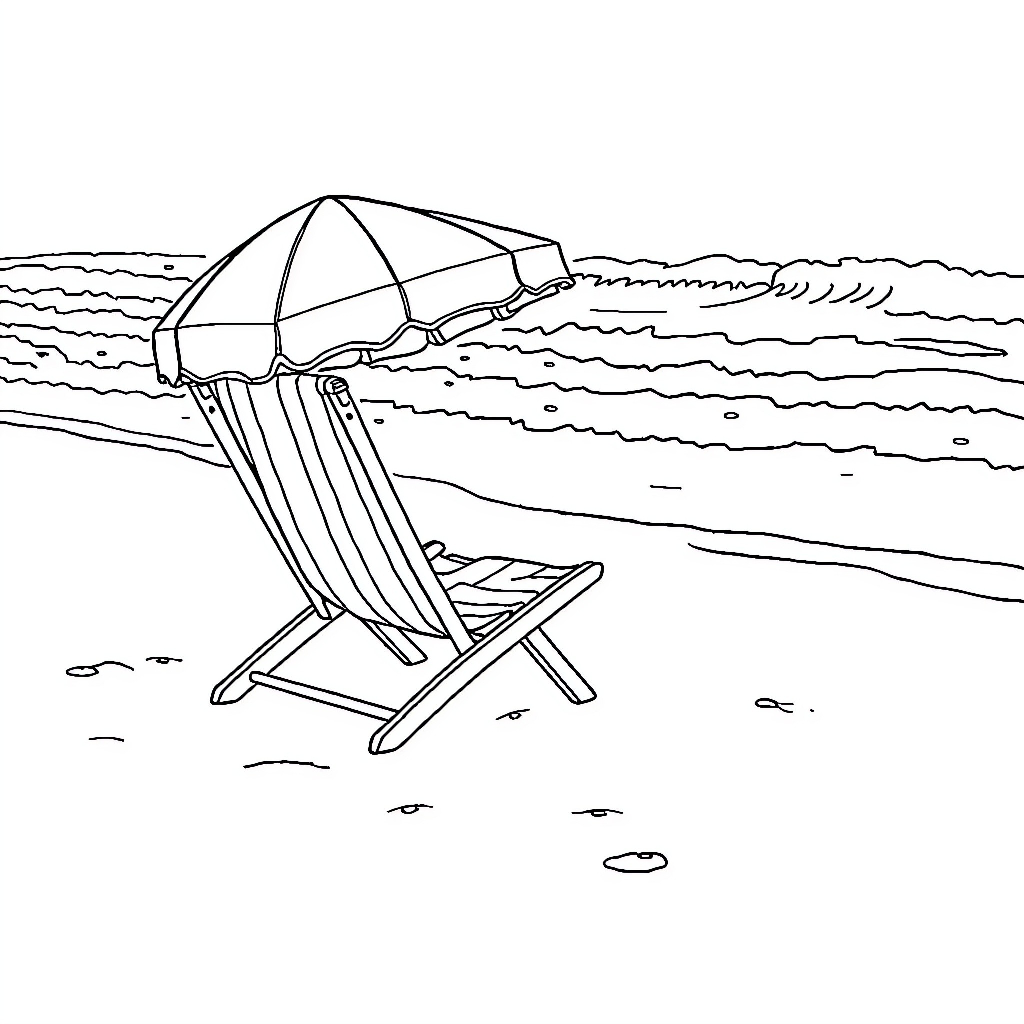 Patrol Chair on Beachside Vacation Coloring Page (free black-and-white line drawing printable PDF for all, from beginners to advanced learners, including children, teens, adults, and seniors)
