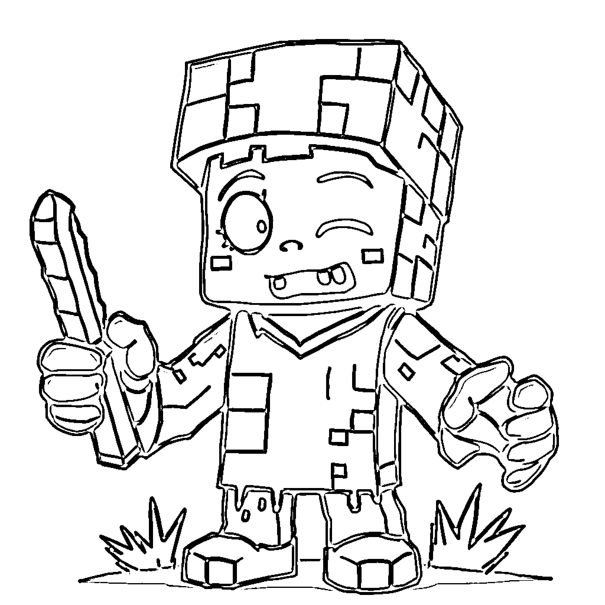 Bluey Character in Adventurous Pose Coloring Page (free black-and-white line drawing printable PDF for all, from beginners to advanced learners, including children, teens, adults, and seniors)