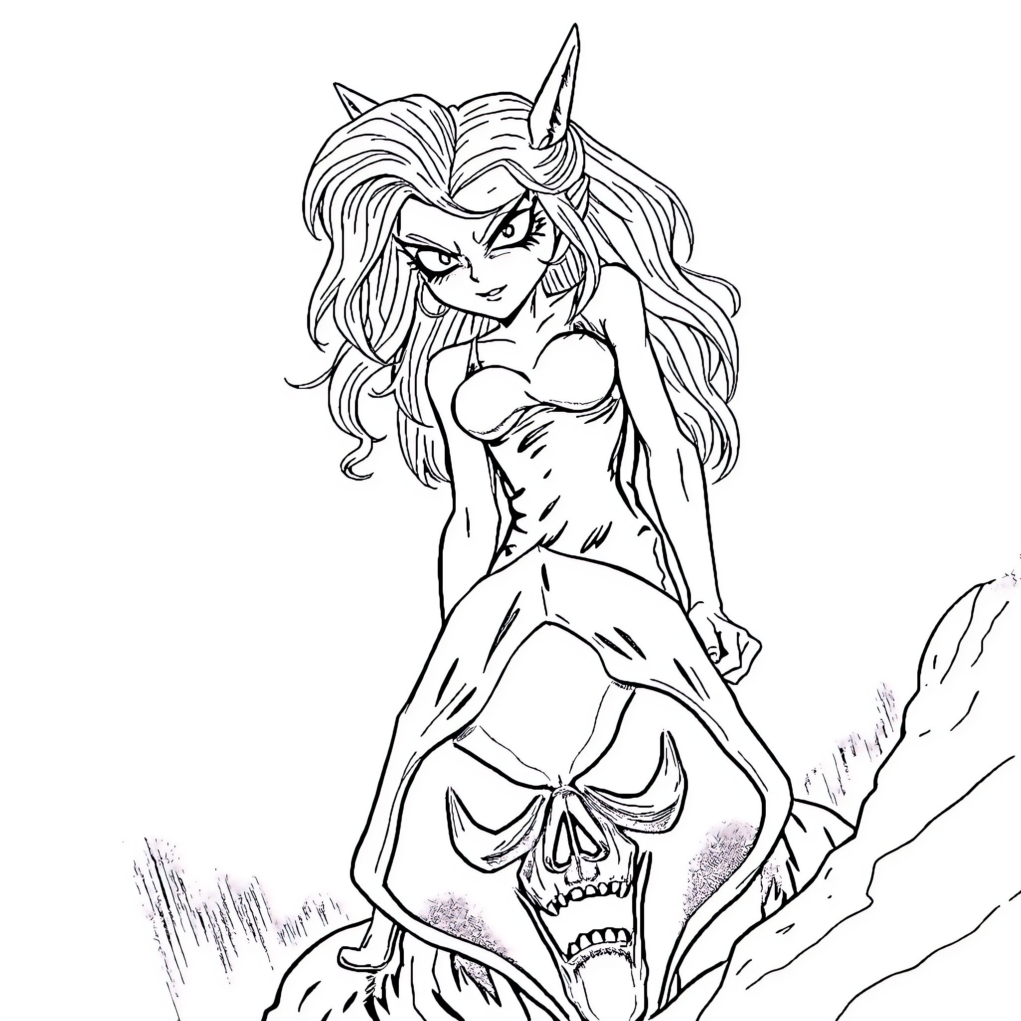 Bluey female warrior in action pose Coloring Page (free black-and-white line drawing printable PDF for all, from beginners to advanced learners, including children, teens, adults, and seniors)