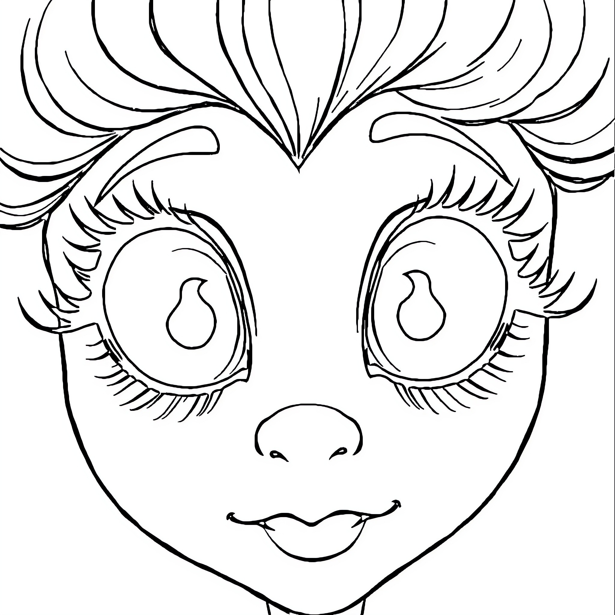 Eye Catching Expressive Face Coloring Page (free black-and-white line drawing printable PDF for all, from beginners to advanced learners, including children, teens, adults, and seniors)