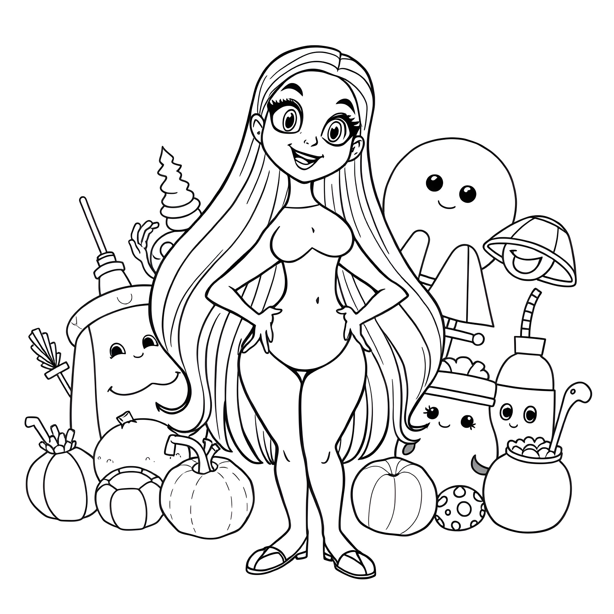 Breast of Halloween Delight Coloring Page (free black-and-white line drawing printable PDF for all, from beginners to advanced learners, including children, teens, adults, and seniors)
