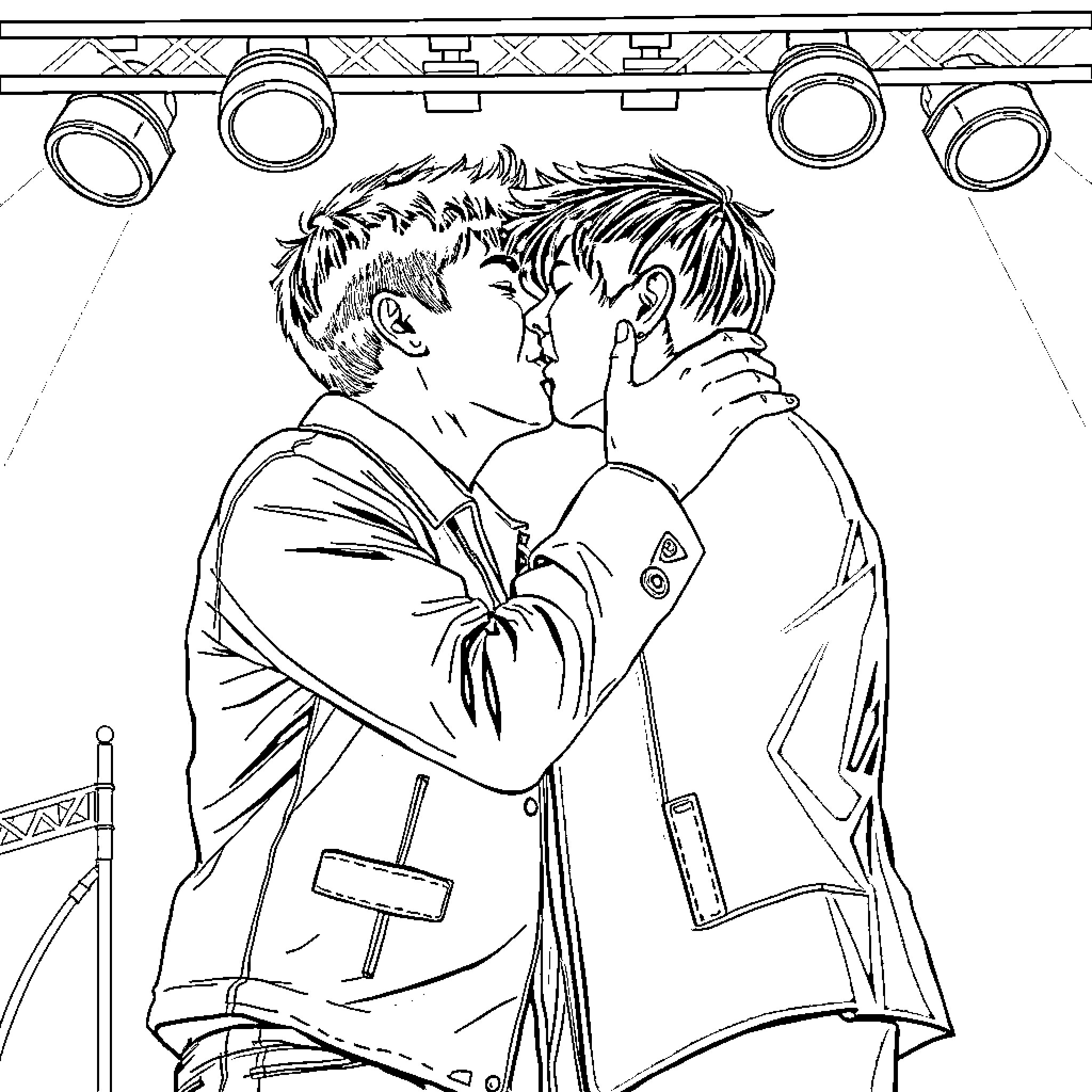 Frank Iero's intimate performance on stage Coloring Page (free black-and-white line drawing printable PDF for all, from beginners to advanced learners, including children, teens, adults, and seniors)