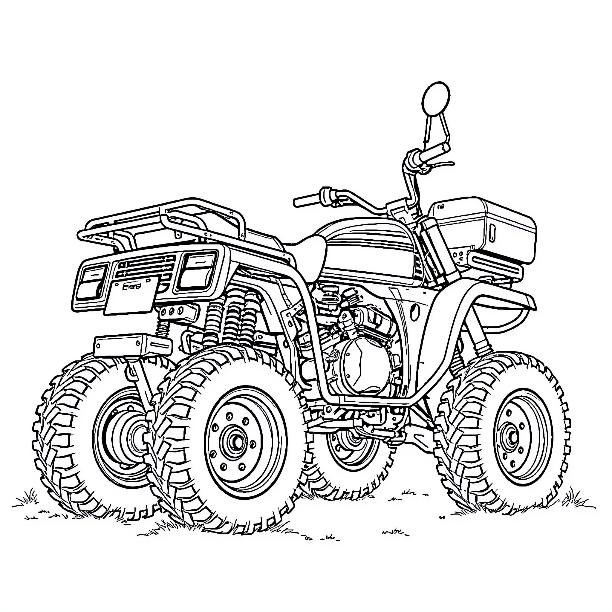 Suzuki Sidekick off-road adventure Coloring Page (free black-and-white line drawing printable PDF for all, from beginners to advanced learners, including children, teens, adults, and seniors)